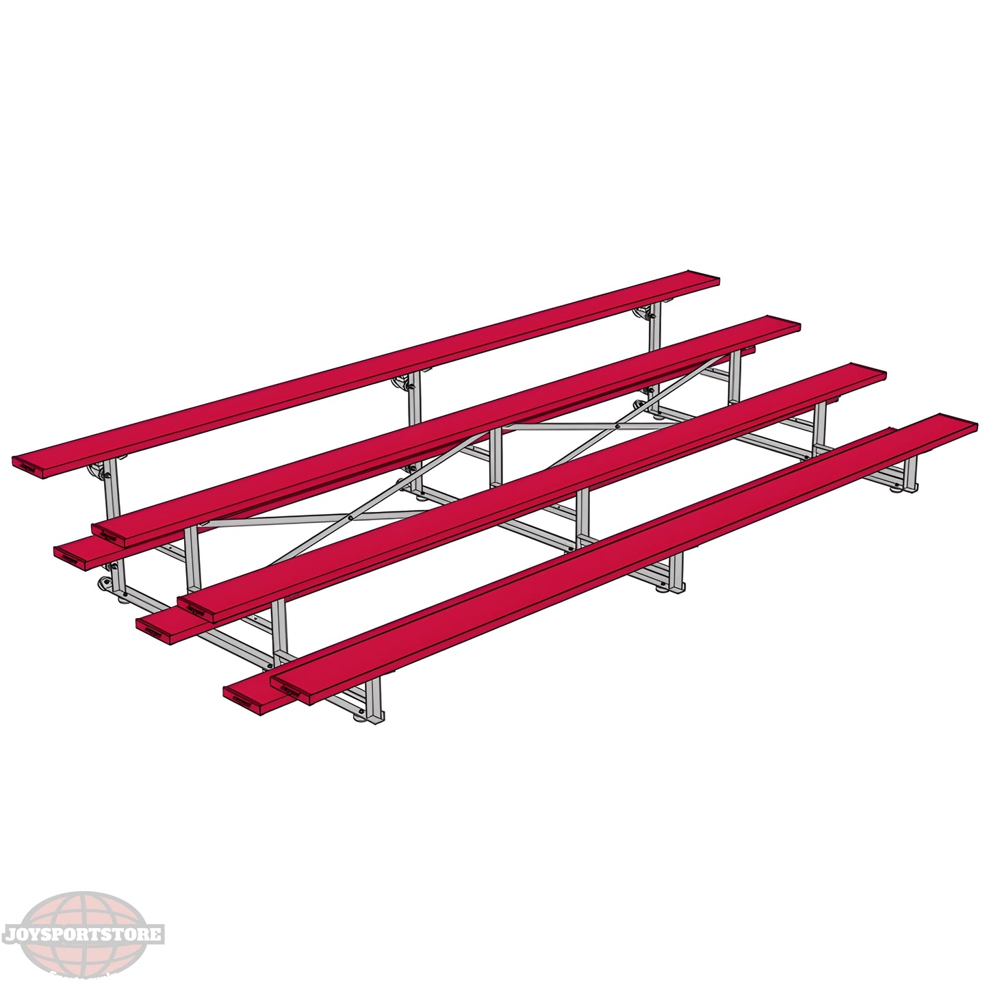 Jaypro Indoor Bleacher – 15' | 4 Row Tip & Roll Bleacher with Powder-Coated Frame – Single Foot Plank (BLCH-4TRGPC) - JoySportStore