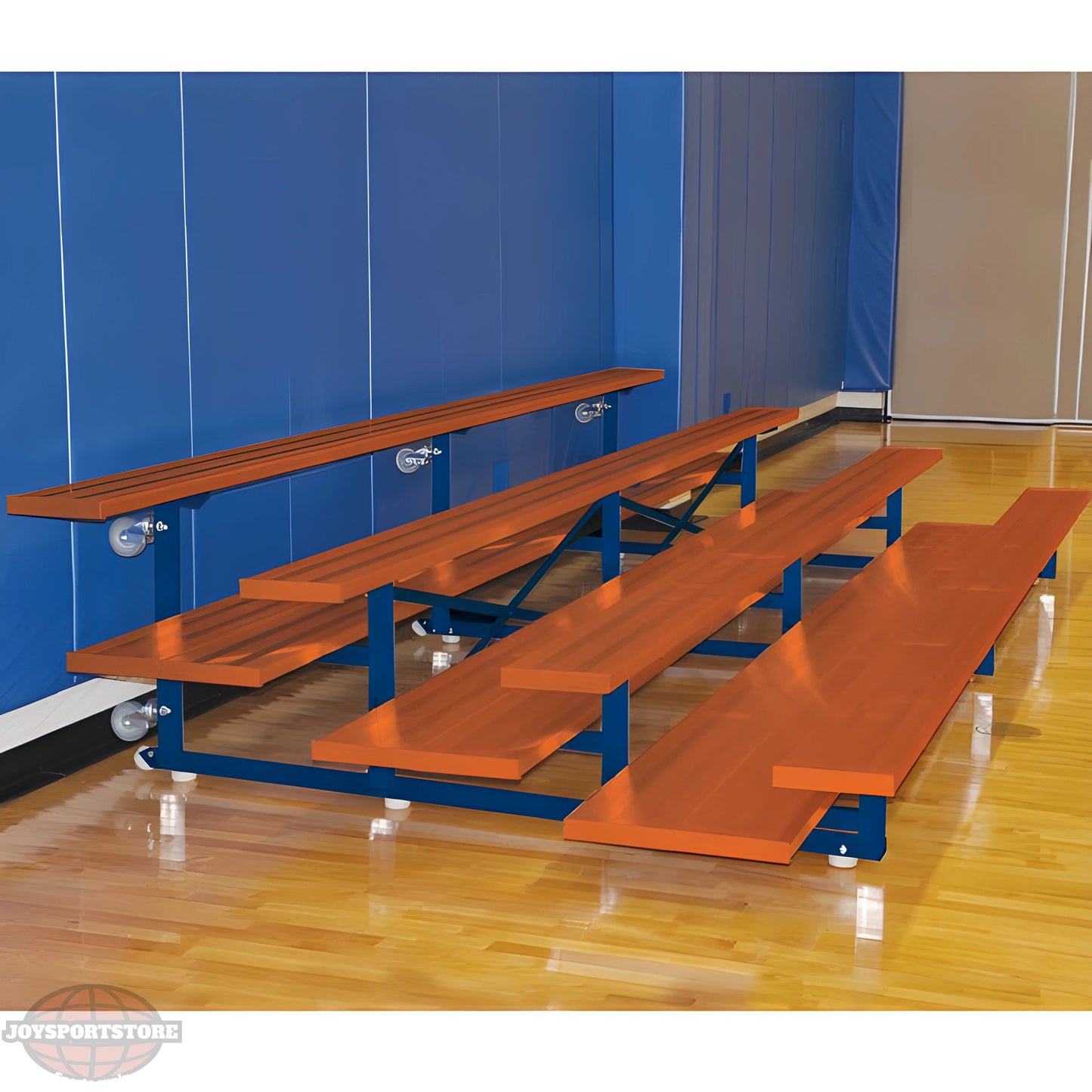 Jaypro Sports Bleacher - 2 Row - Tip & Roll, Double Foot Plank - 21' L (BLDP-221TRG) - JoySportStore
