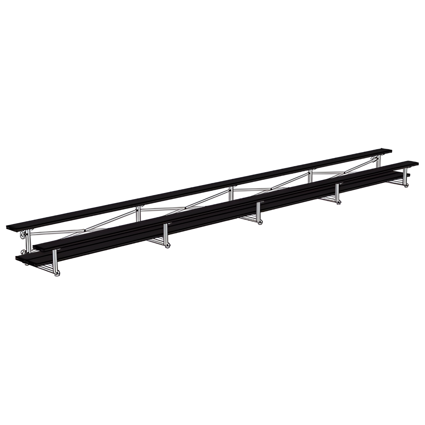 Jaypro Sports Bleacher - 2 Row - Tip & Roll, Double Foot Plank, Powder Coated - 27' L (BLDP-227TRGPC)