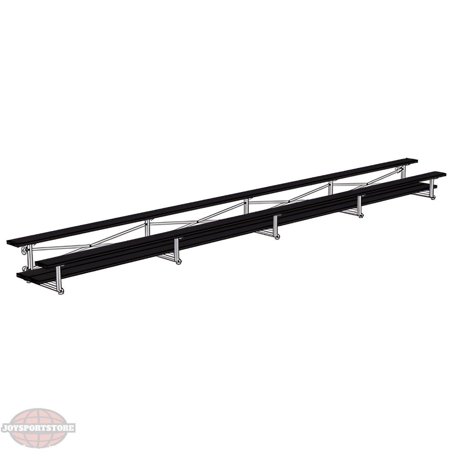 Jaypro Sports Bleacher - 2 Row - Tip & Roll, Double Foot Plank, Powder Coated - 27' L (BLDP-227TRGPC) - JoySportStore