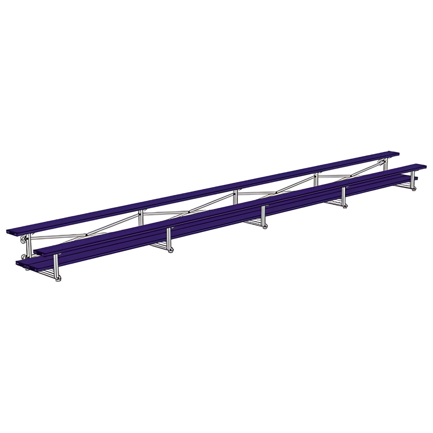 Jaypro Sports Bleacher - 2 Row - Tip & Roll, Double Foot Plank, Powder Coated - 27' L (BLDP-227TRGPC)