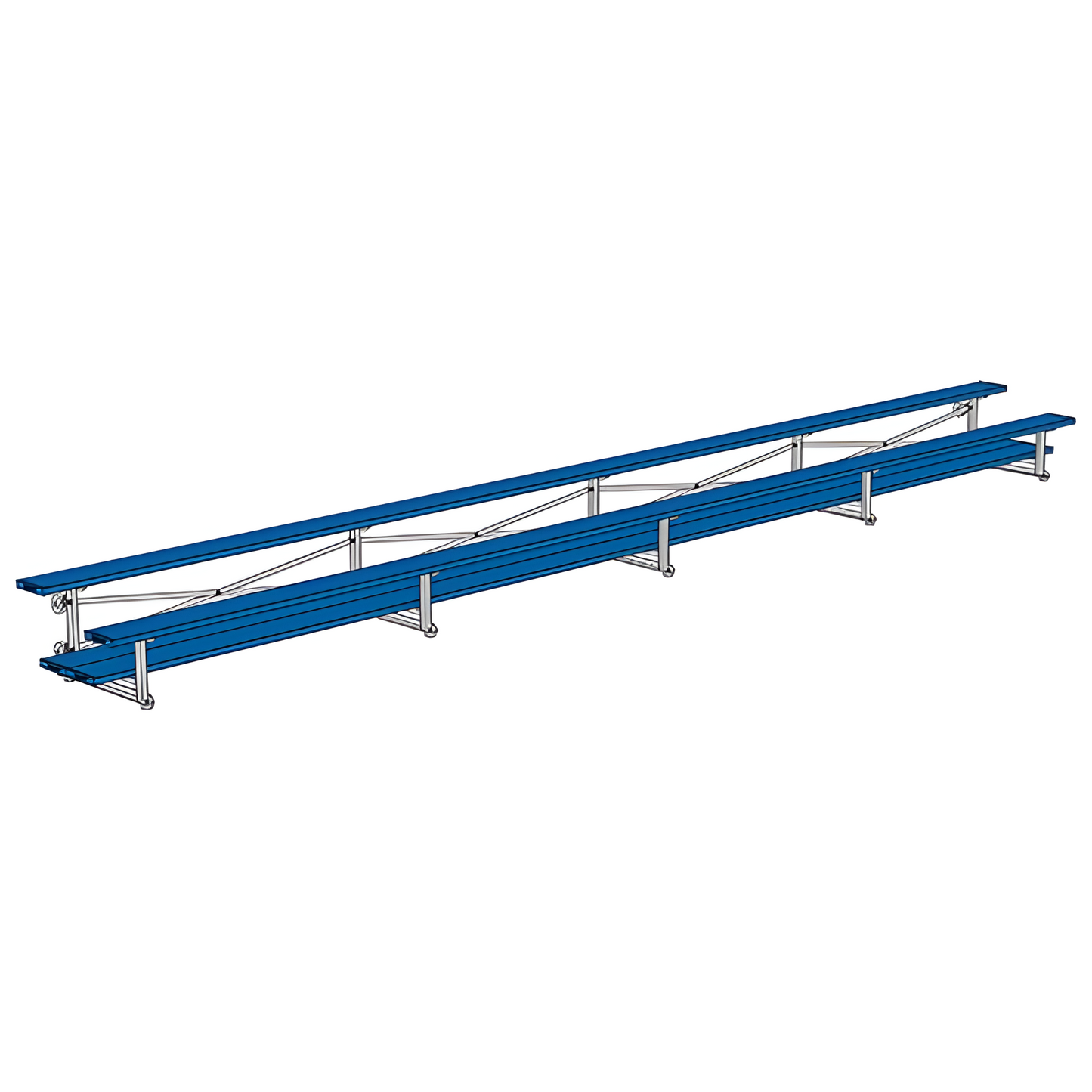 Jaypro Sports Bleacher - 2 Row - Tip & Roll, Double Foot Plank, Powder Coated - 27' L (BLDP-227TRGPC)