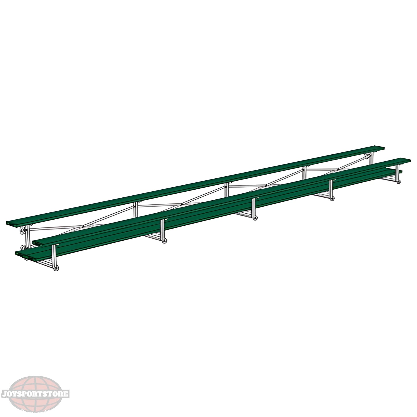 Jaypro Sports Bleacher - 2 Row - Tip & Roll, Double Foot Plank, Powder Coated - 27' L (BLDP-227TRGPC) - JoySportStore