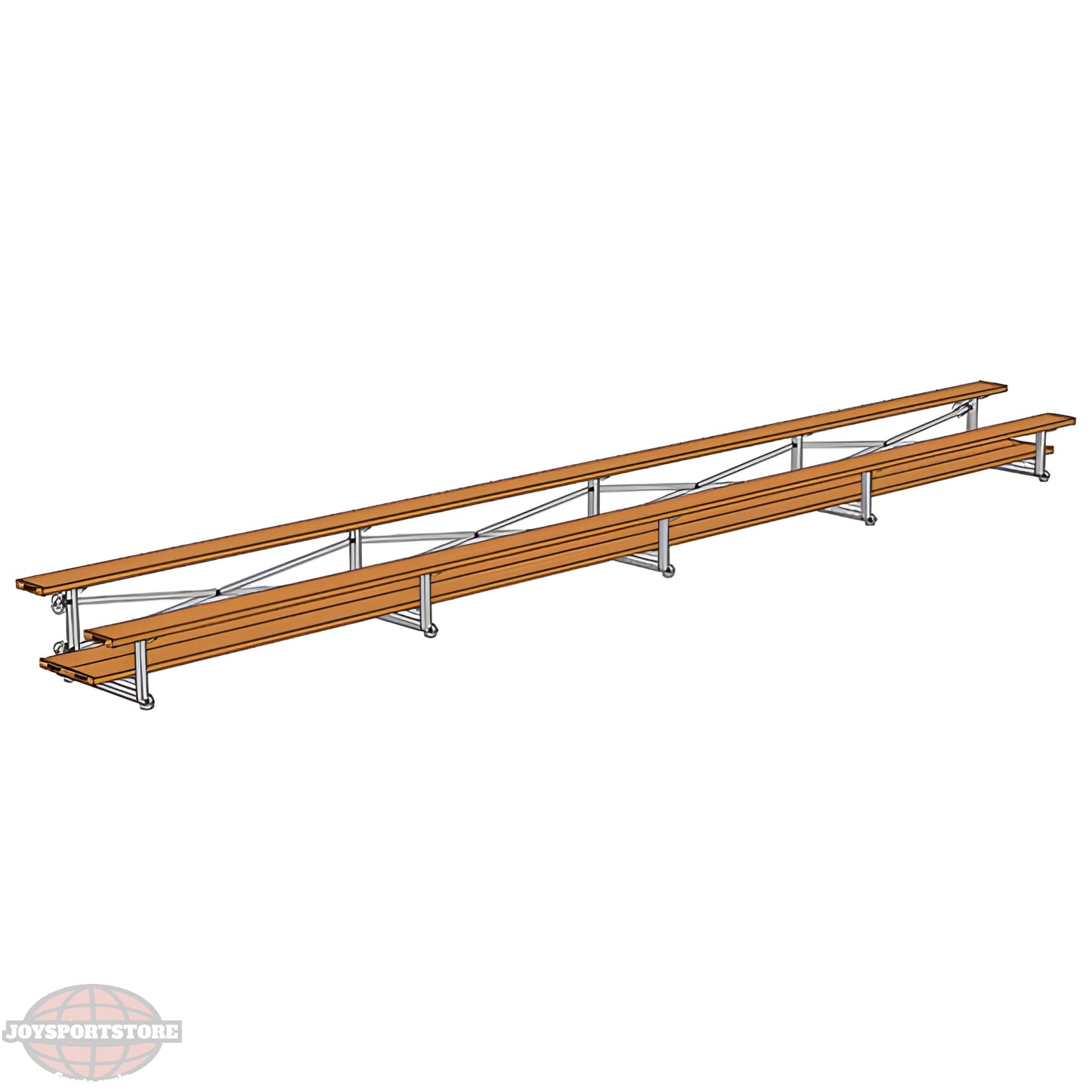 Jaypro Sports Bleacher - 2 Row - Tip & Roll, Double Foot Plank, Powder Coated - 27' L (BLDP-227TRGPC) - JoySportStore