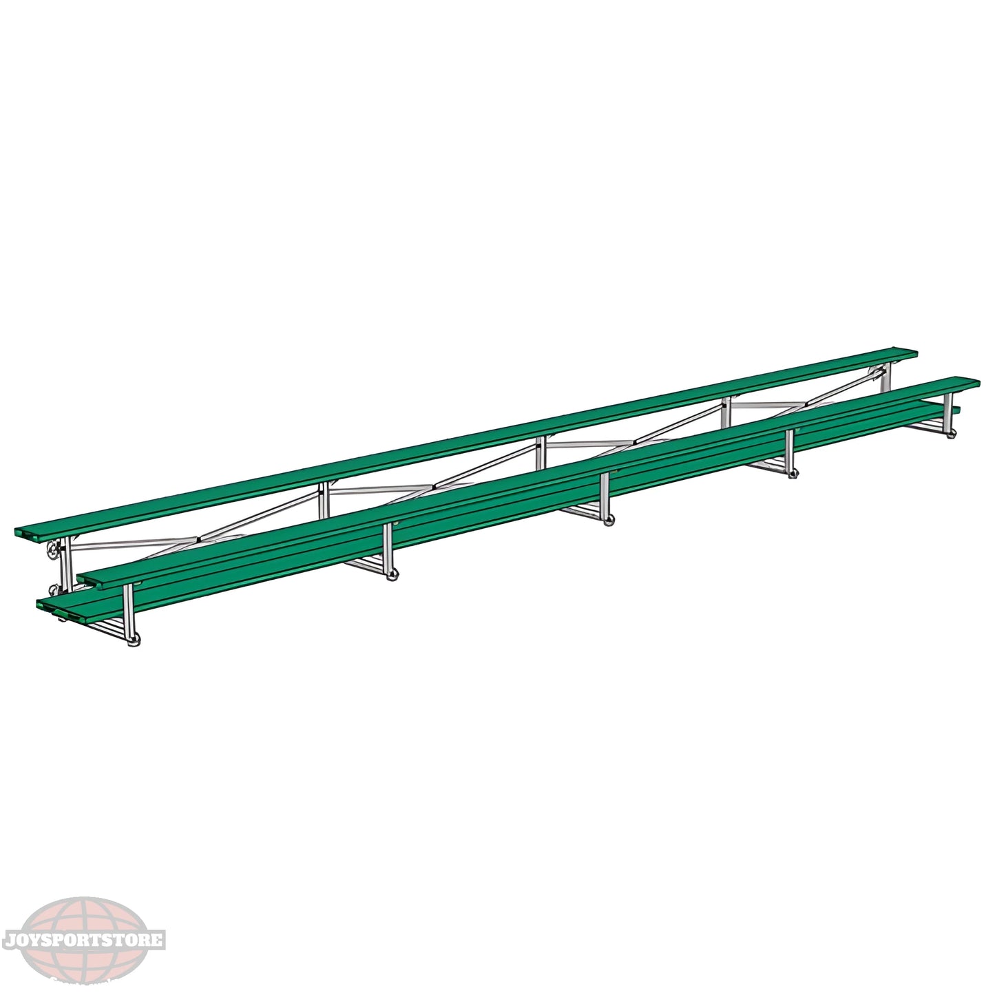 Jaypro Sports Bleacher - 2 Row - Tip & Roll, Double Foot Plank, Powder Coated - 27' L (BLDP-227TRGPC) - JoySportStore