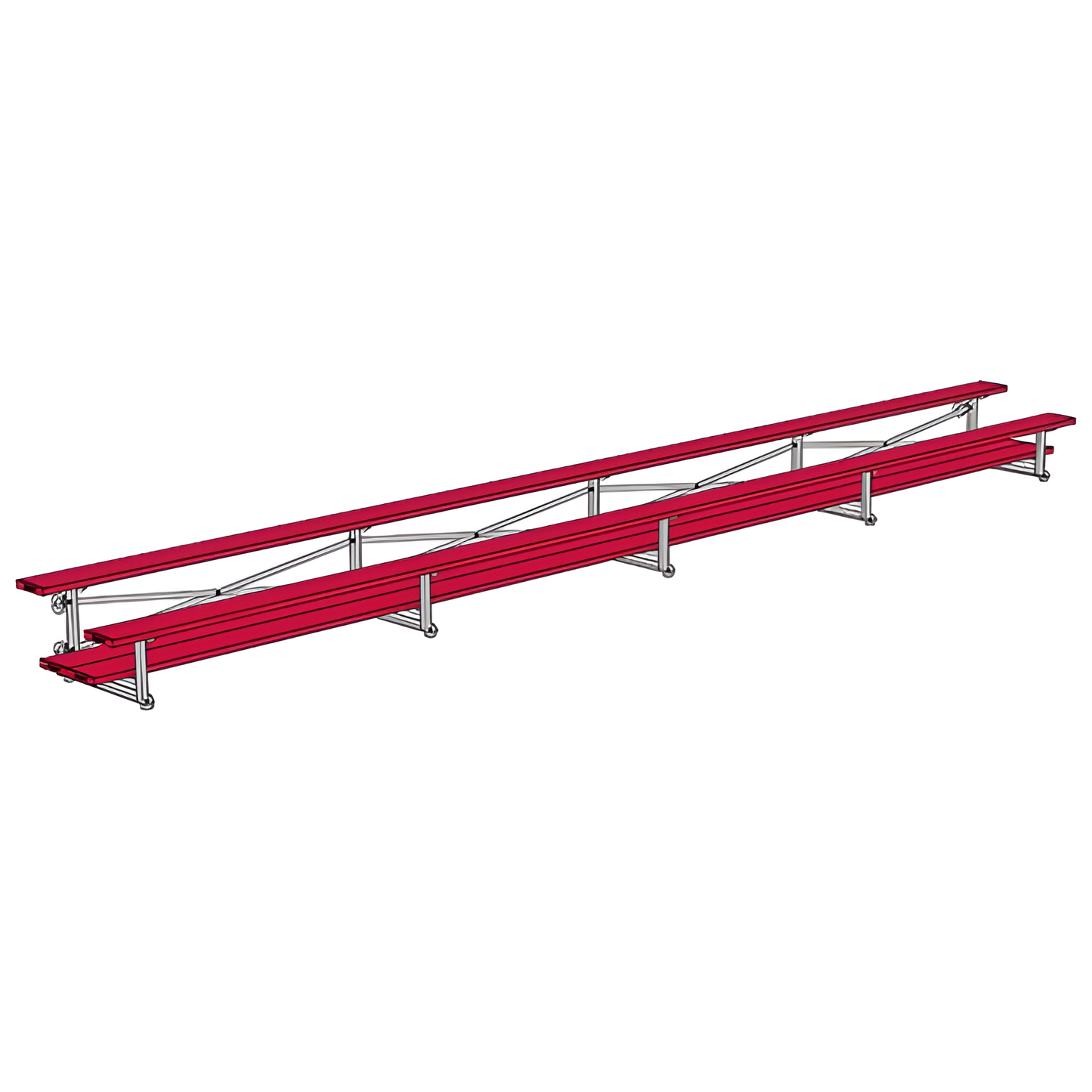 Jaypro Sports Bleacher - 2 Row - Tip & Roll, Double Foot Plank, Powder Coated - 27' L (BLDP-227TRGPC)