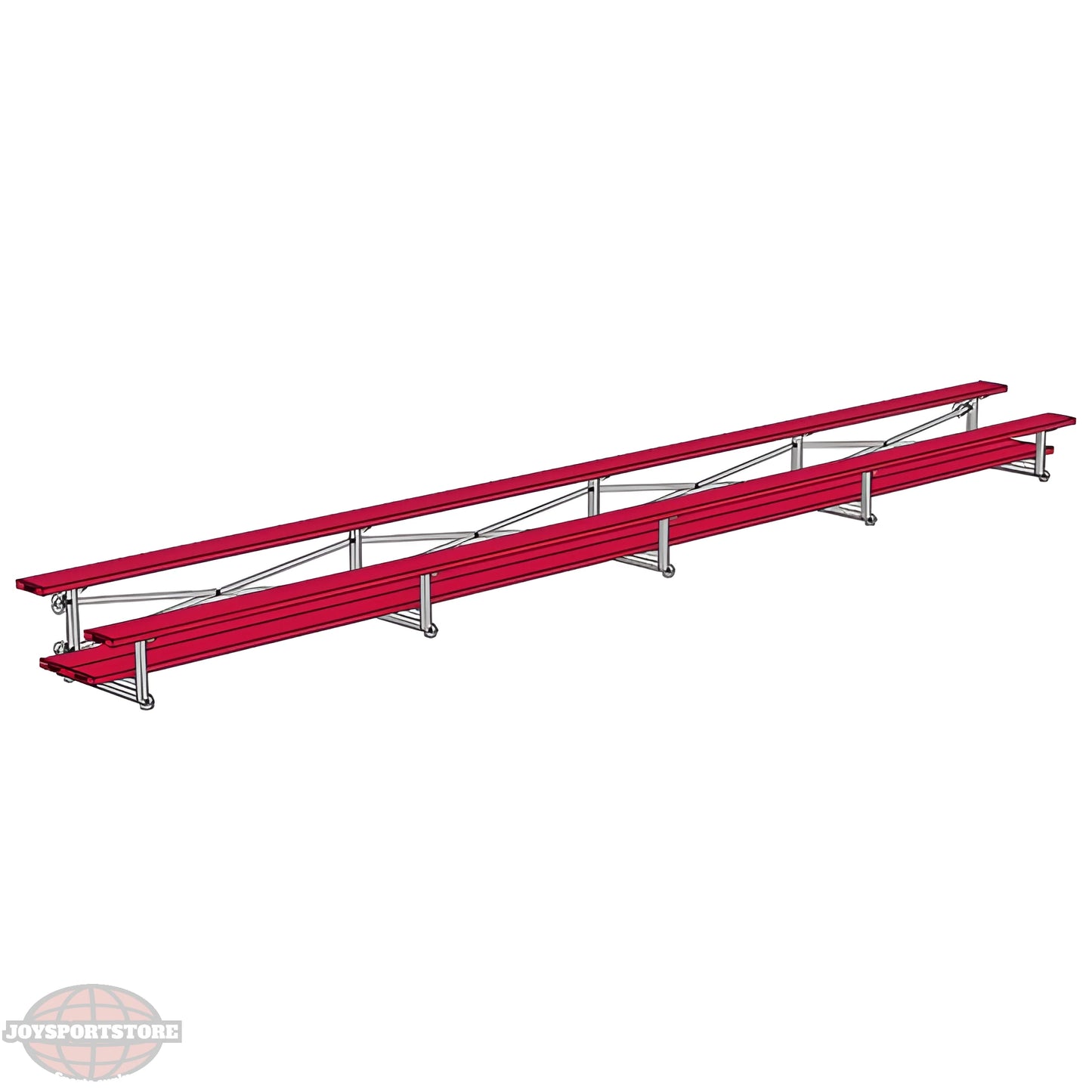 Jaypro Sports Bleacher - 2 Row - Tip & Roll, Double Foot Plank, Powder Coated - 27' L (BLDP-227TRGPC) - JoySportStore