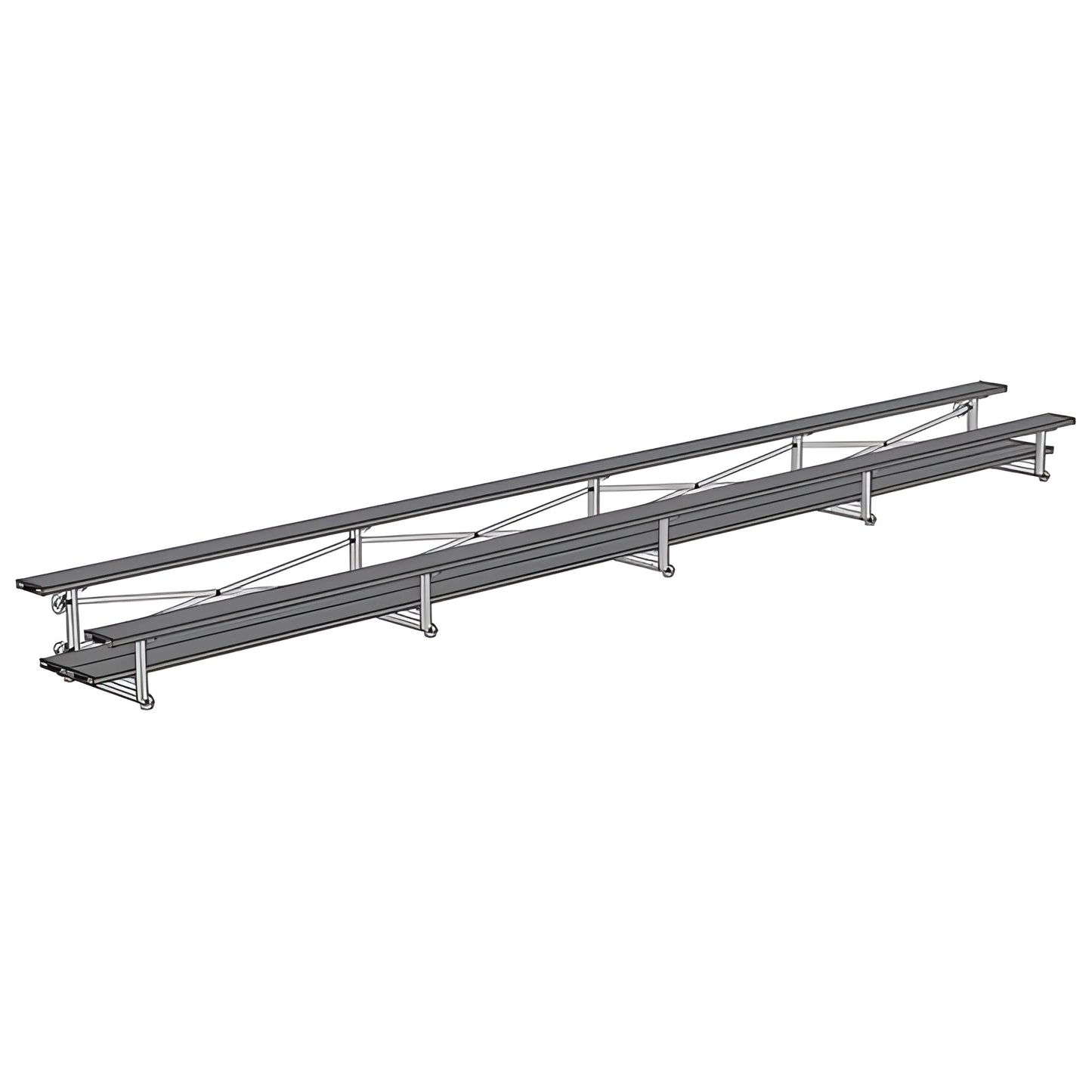 Jaypro Sports Bleacher - 2 Row - Tip & Roll, Double Foot Plank, Powder Coated - 27' L (BLDP-227TRGPC) - JoySportStore