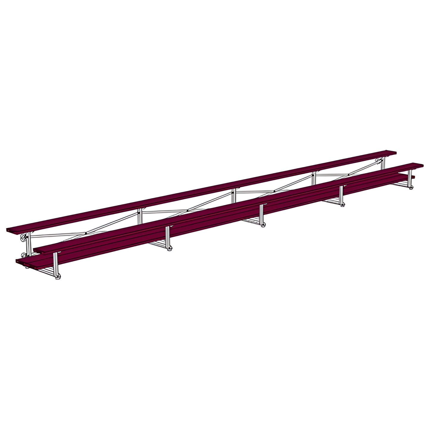 Jaypro Sports Bleacher - 2 Row - Tip & Roll, Double Foot Plank, Powder Coated - 27' L (BLDP-227TRGPC)