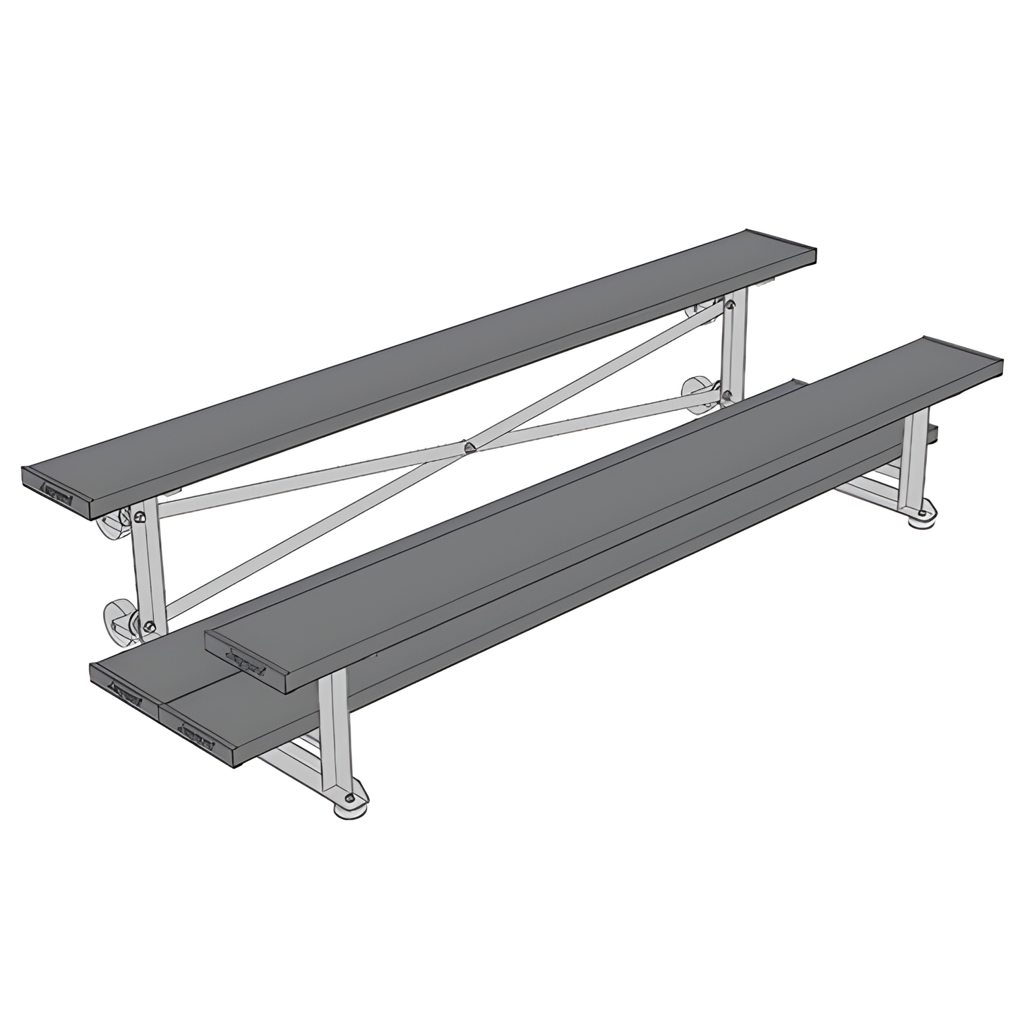 Jaypro Sports Bleacher - 2 Row - Tip & Roll, Double Foot Plank, Powder Coated - 7.5' L (BLDP-275TRGPC)