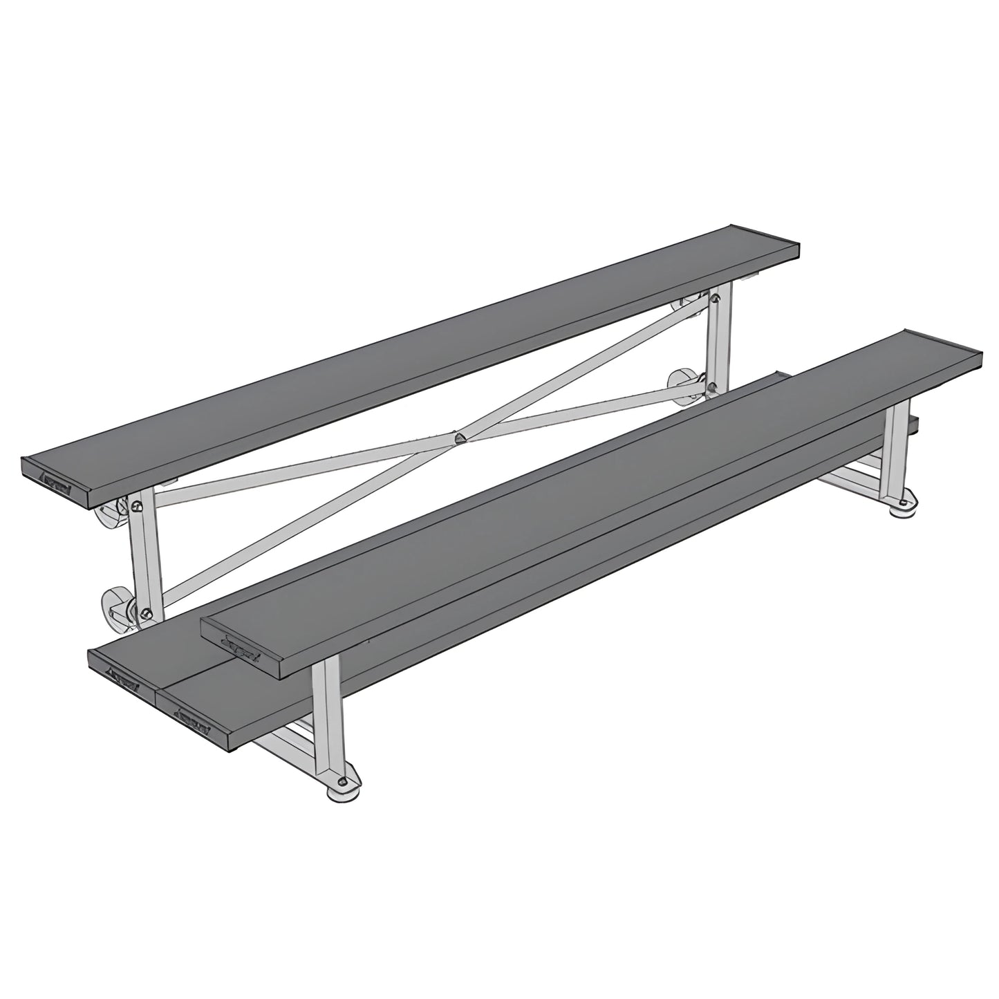 Jaypro Sports Bleacher - 2 Row - Tip & Roll, Double Foot Plank, Powder Coated - 7.5' L (BLDP-275TRGPC) - JoySportStore