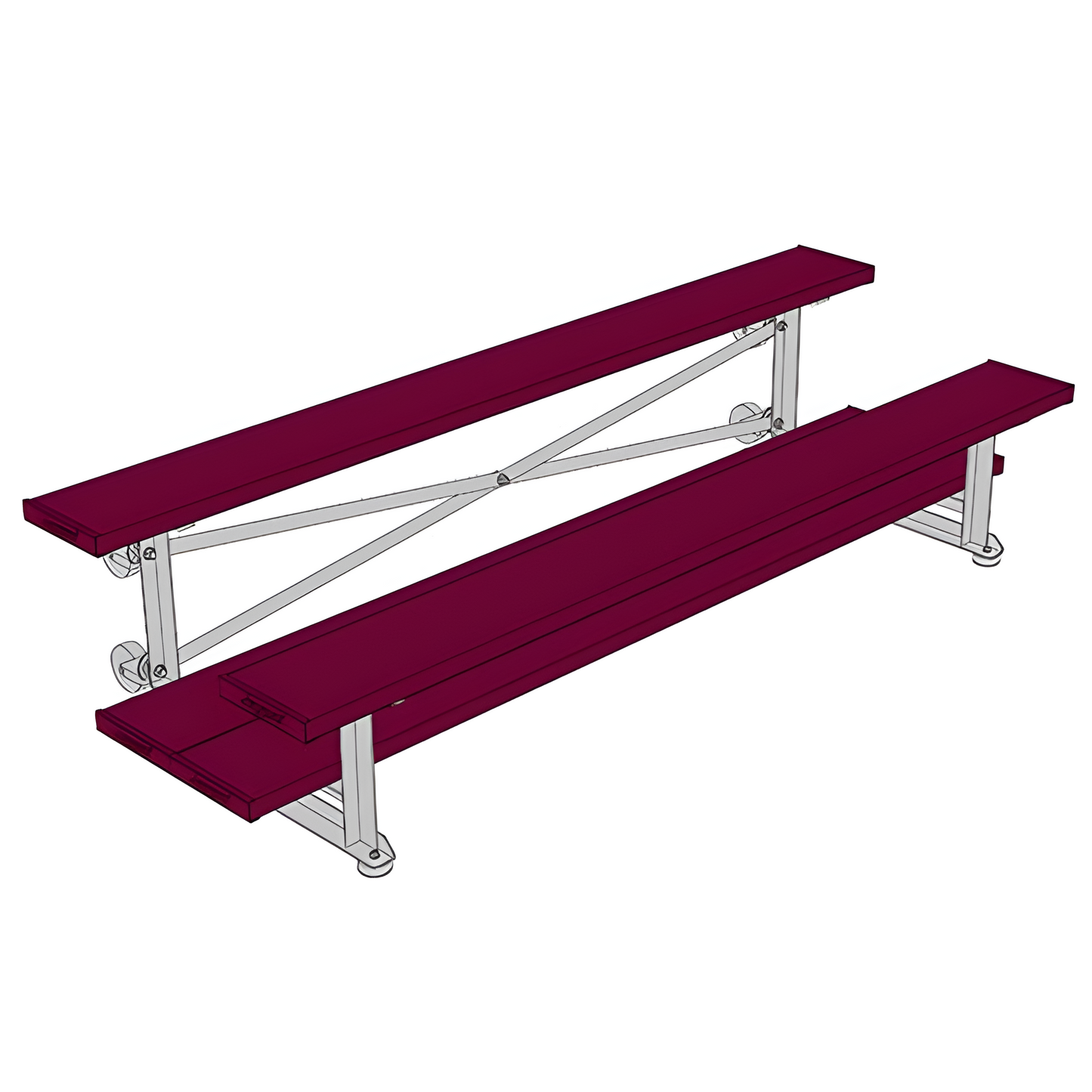 Jaypro Sports Bleacher - 2 Row - Tip & Roll, Double Foot Plank, Powder Coated - 7.5' L (BLDP-275TRGPC)