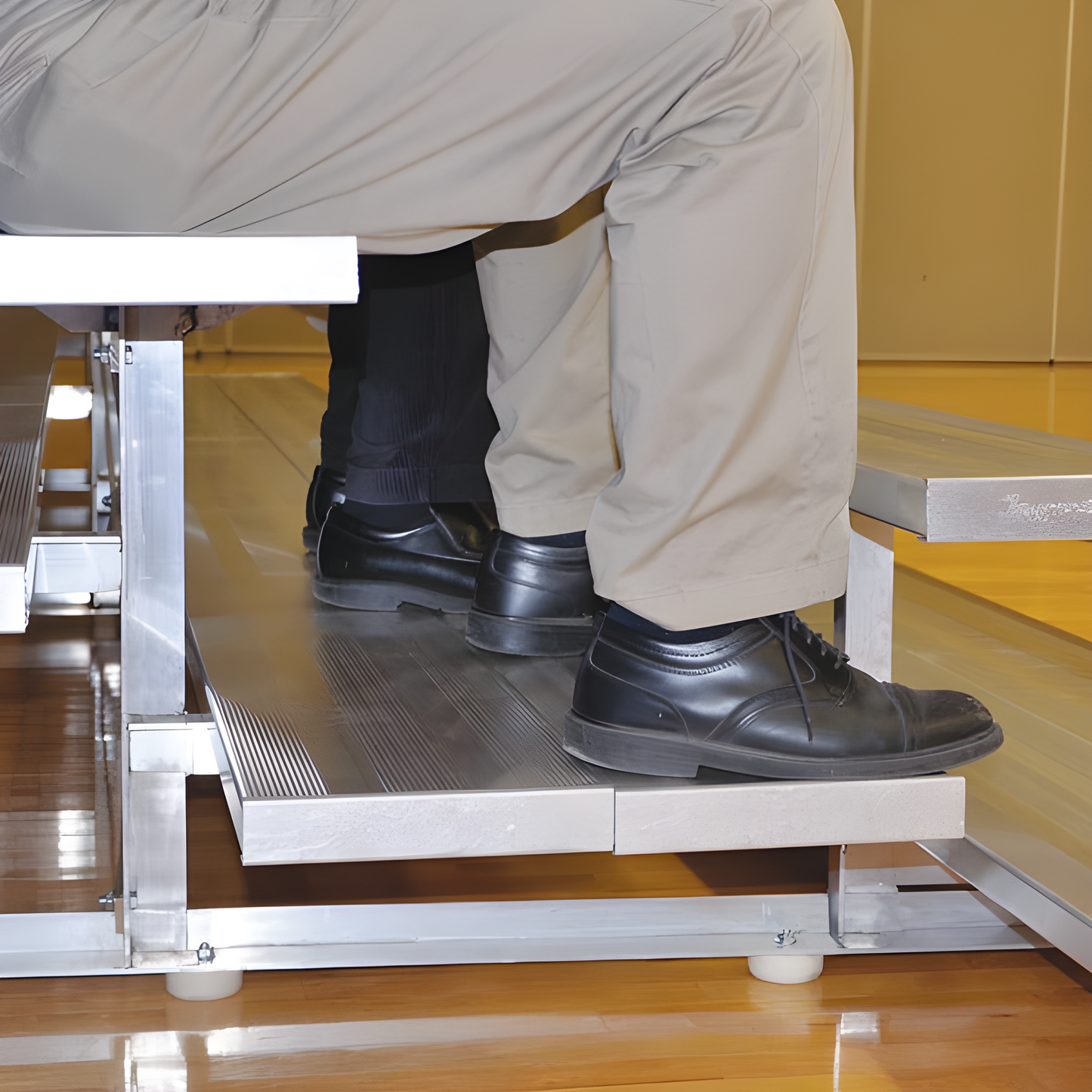 Jaypro Sports Bleacher - 2 Row - Tip & Roll, Double Foot Plank, Powder Coated - 7.5' L (BLDP-275TRGPC)