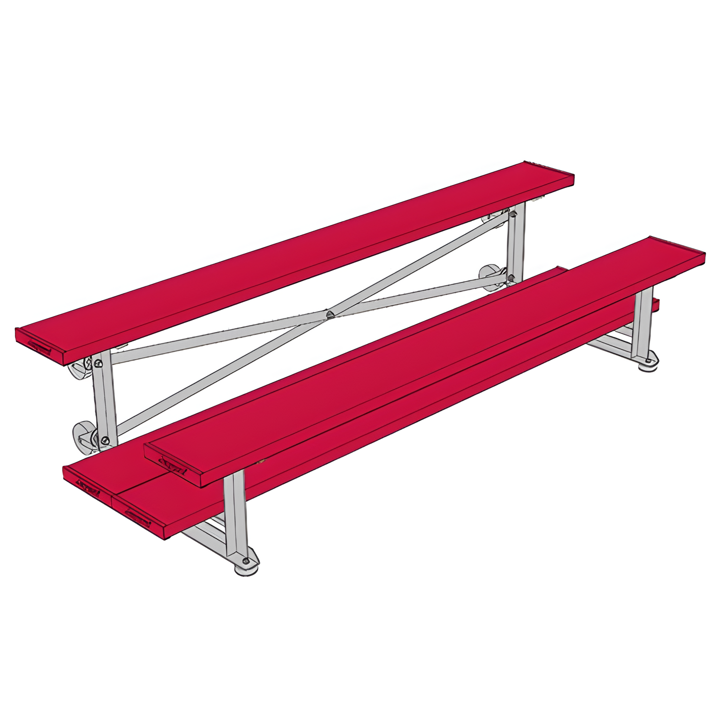 Jaypro Sports Bleacher - 2 Row - Tip & Roll, Double Foot Plank, Powder Coated - 7.5' L (BLDP-275TRGPC)