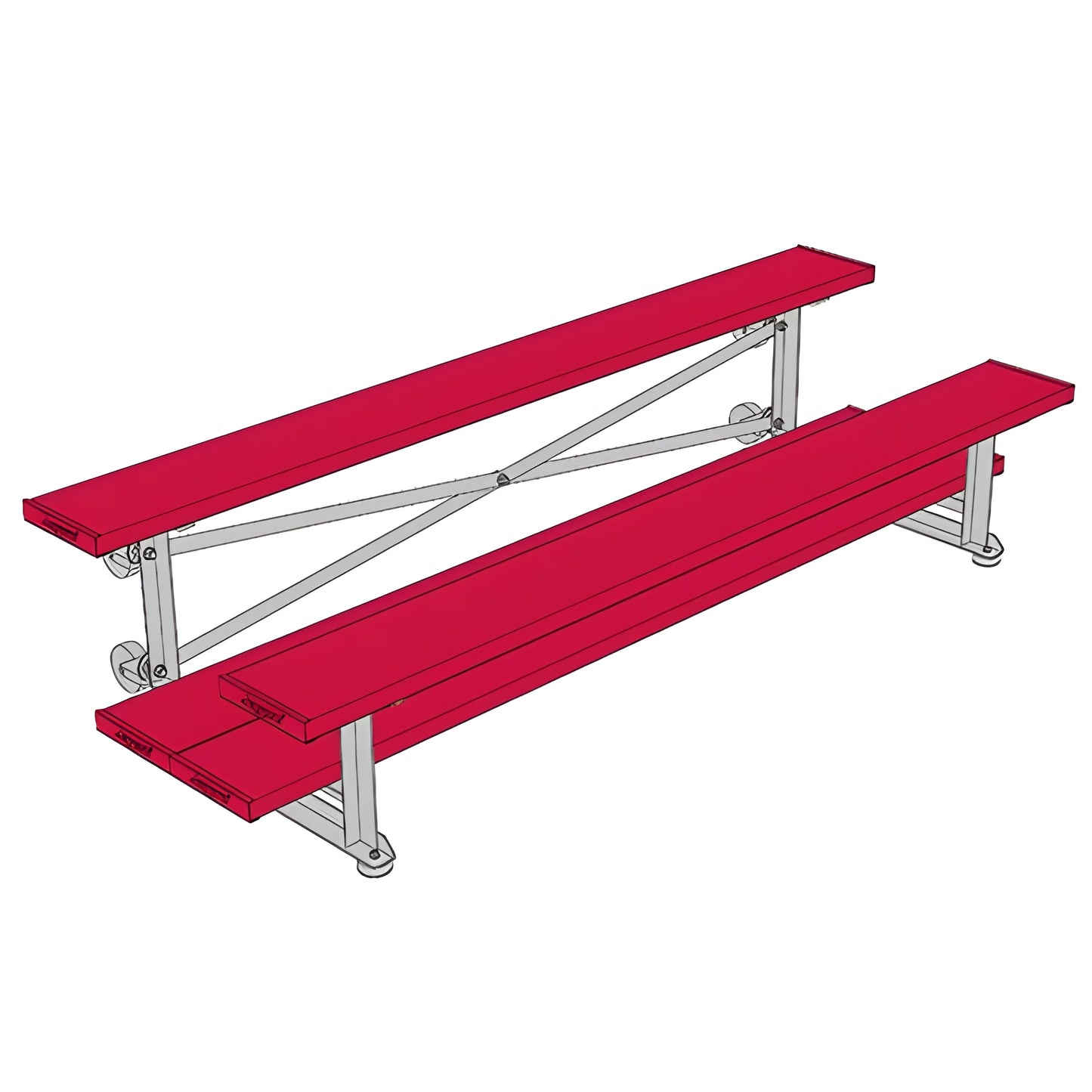 Jaypro Sports Bleacher - 2 Row - Tip & Roll, Double Foot Plank, Powder Coated - 7.5' L (BLDP-275TRGPC) - JoySportStore