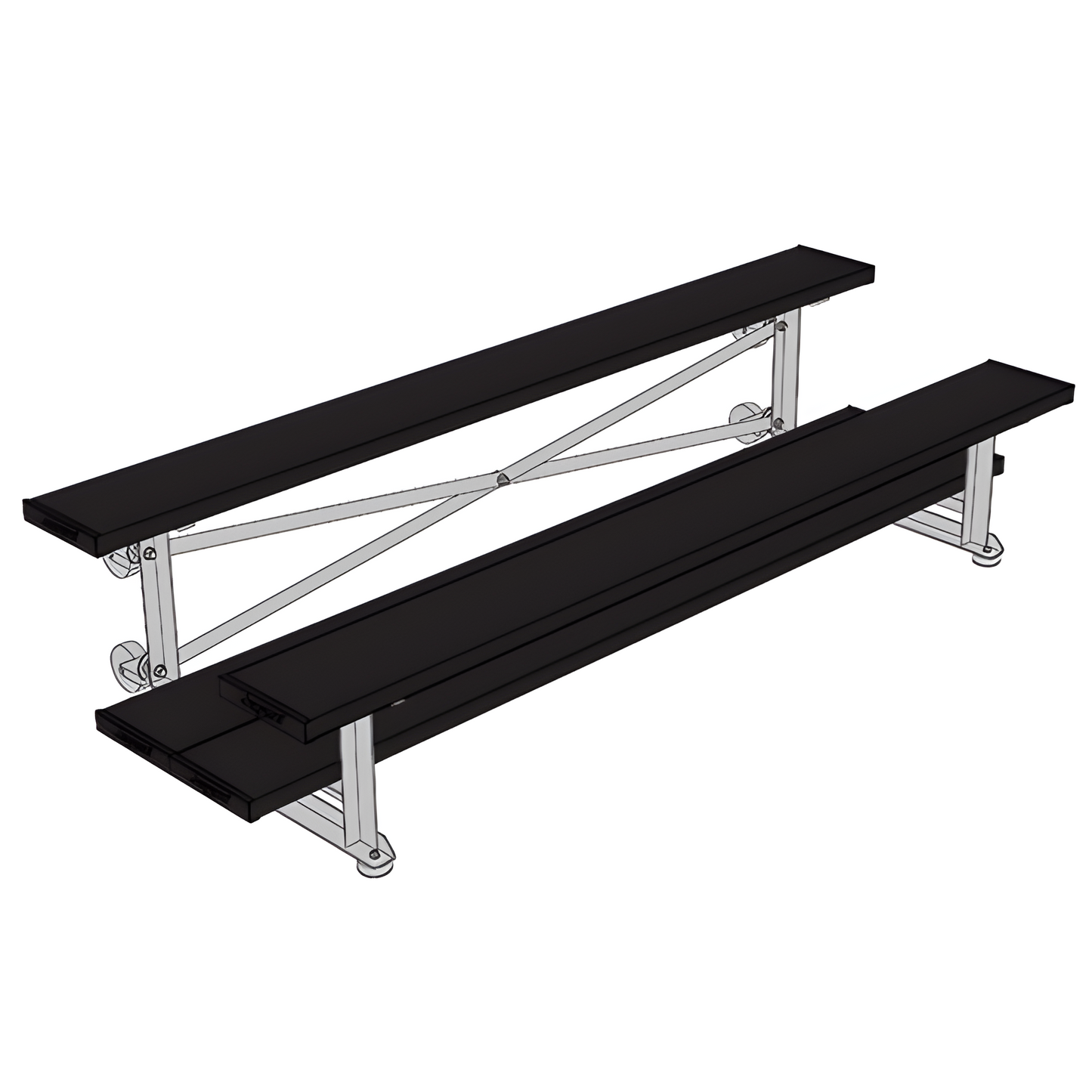 Jaypro Sports Bleacher - 2 Row - Tip & Roll, Double Foot Plank, Powder Coated - 7.5' L (BLDP-275TRGPC)