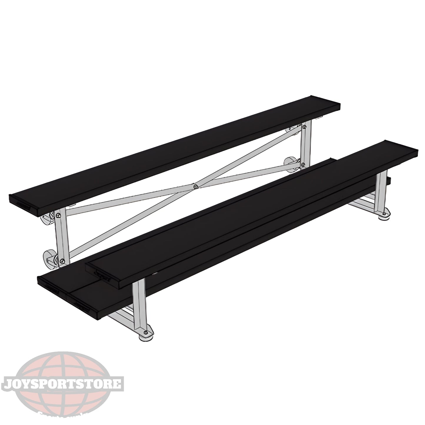 Jaypro Sports Bleacher - 2 Row - Tip & Roll, Double Foot Plank, Powder Coated - 7.5' L (BLDP-275TRGPC) - JoySportStore