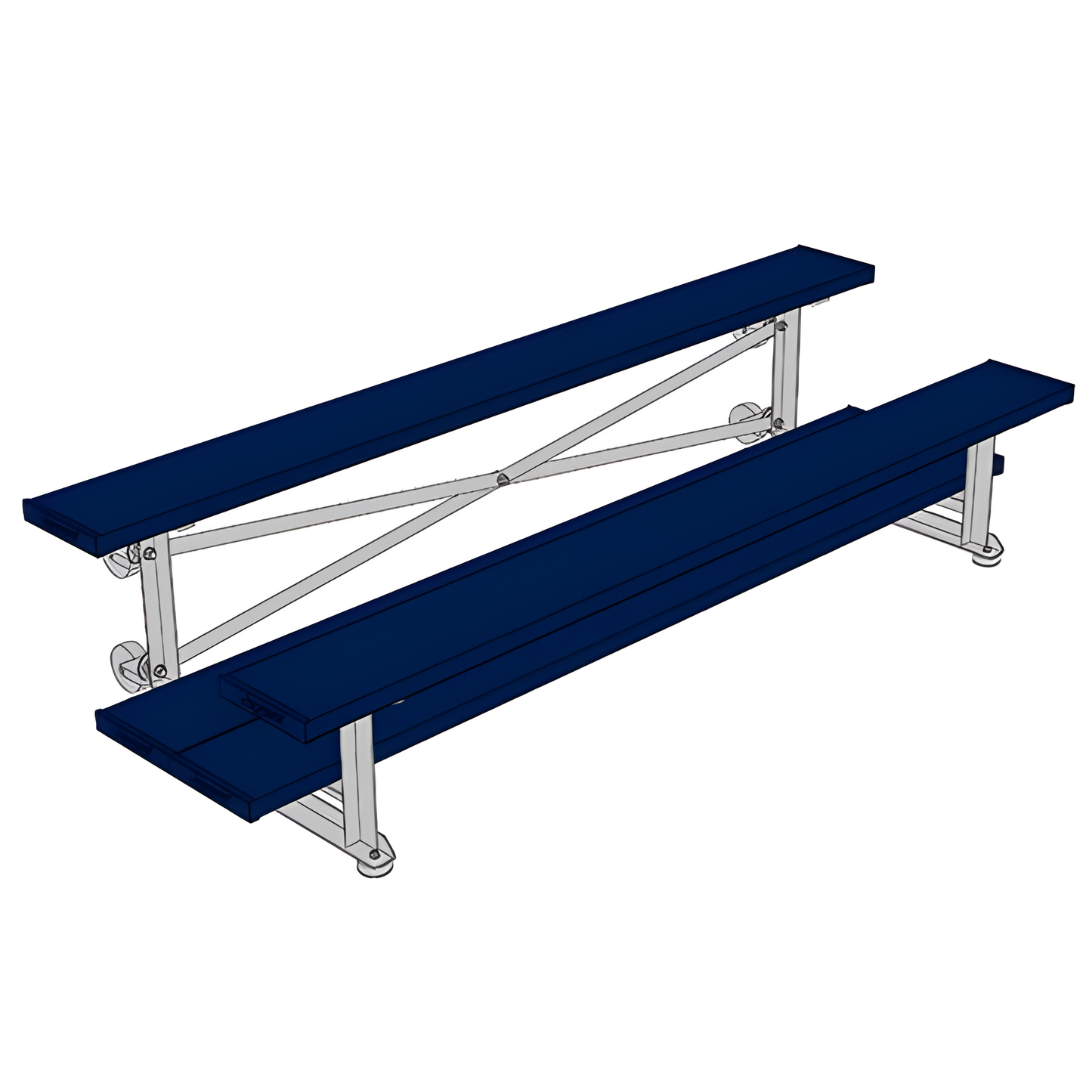 Jaypro Sports Bleacher - 2 Row - Tip & Roll, Double Foot Plank, Powder Coated - 7.5' L (BLDP-275TRGPC)