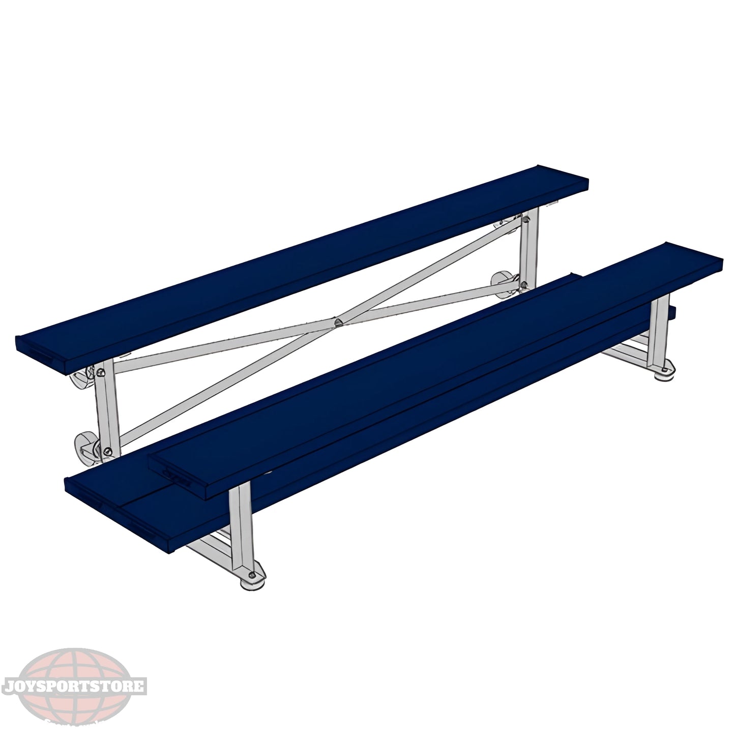 Jaypro Sports Bleacher - 2 Row - Tip & Roll, Double Foot Plank, Powder Coated - 7.5' L (BLDP-275TRGPC) - JoySportStore