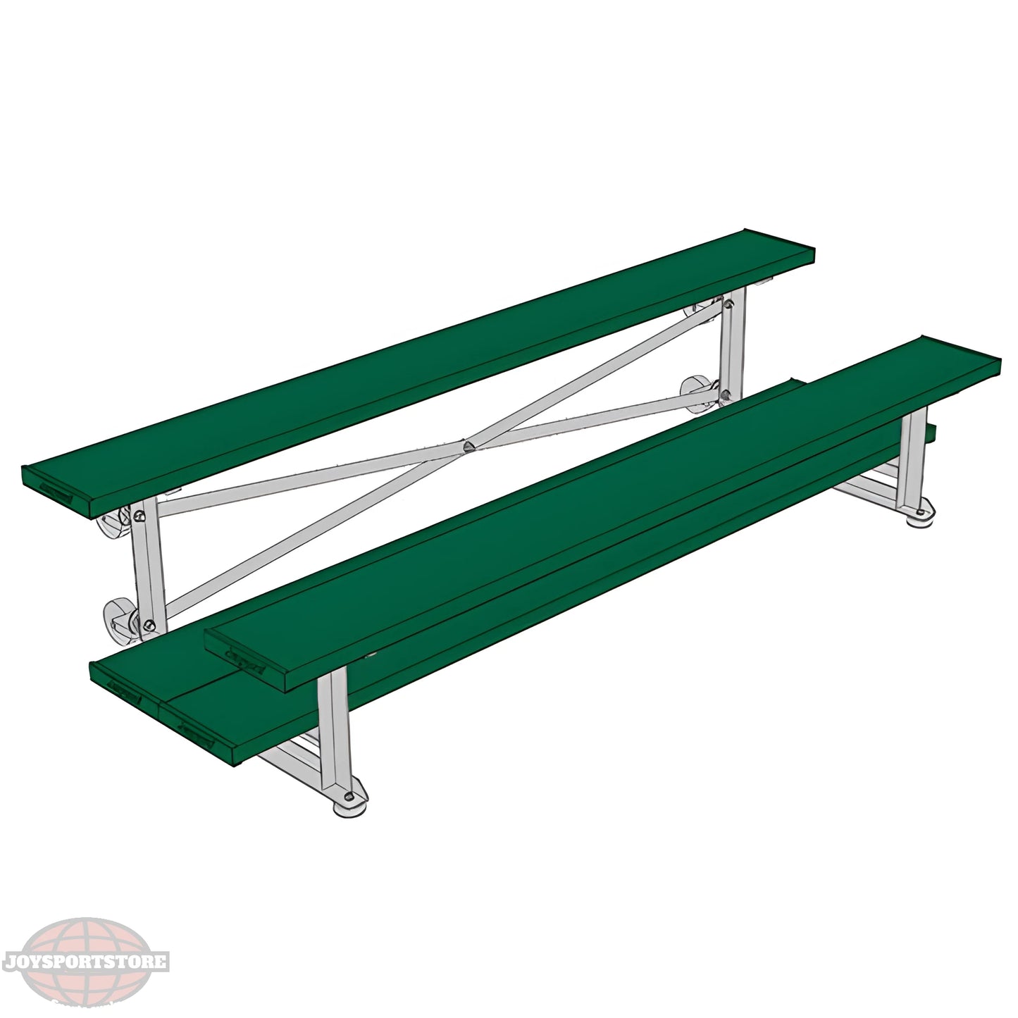 Jaypro Sports Bleacher - 2 Row - Tip & Roll, Double Foot Plank, Powder Coated - 7.5' L (BLDP-275TRGPC) - JoySportStore