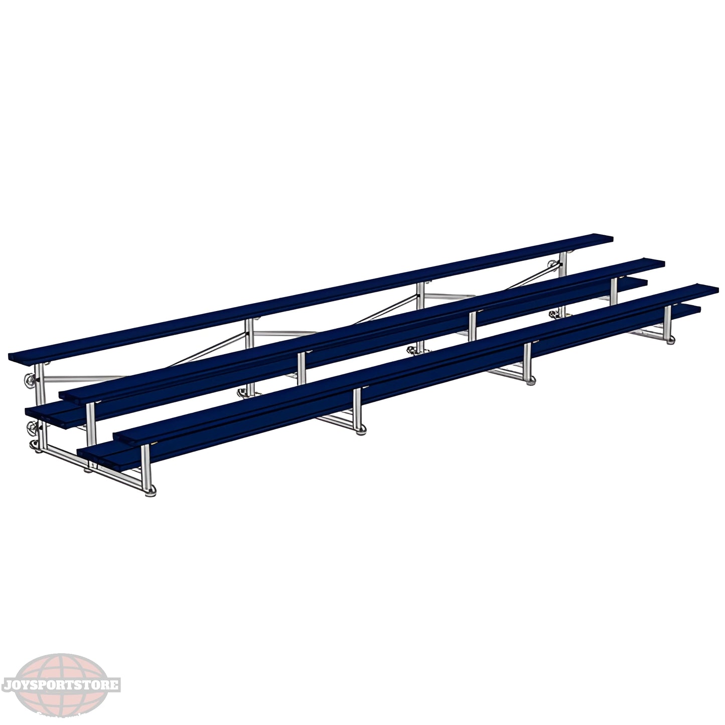 Jaypro BLDP-321TGRPC Indoor Bleacher Seats | 21 ft. (3 Row - Double Foot Plank) |Tip Roll (Powder Coated) - JoySportStore