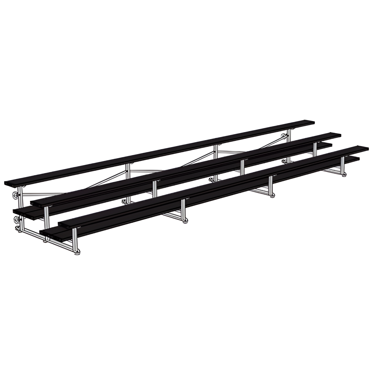 Jaypro BLDP-321TGRPC Indoor Bleacher Seats | 21 ft. (3 Row - Double Foot Plank) |Tip Roll (Powder Coated)