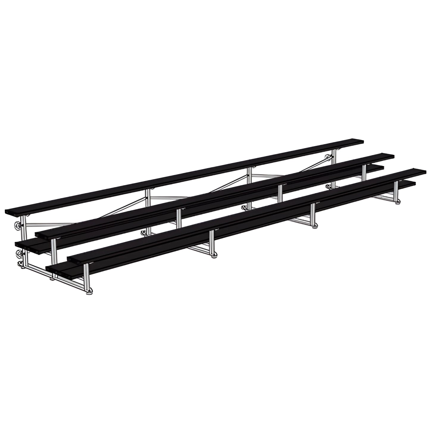 Jaypro BLDP-321TGRPC Indoor Bleacher Seats | 21 ft. (3 Row - Double Foot Plank) |Tip Roll (Powder Coated) - JoySportStore