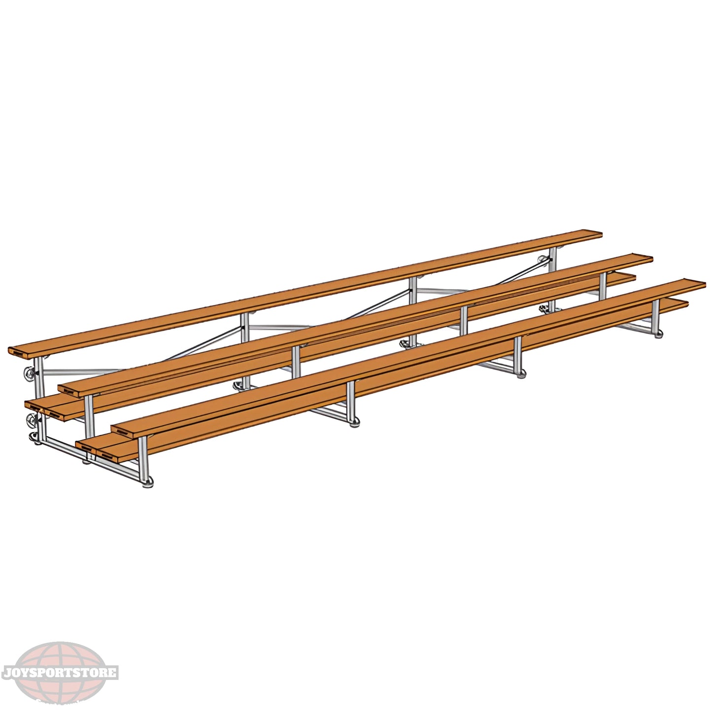 Jaypro BLDP-321TGRPC Indoor Bleacher Seats | 21 ft. (3 Row - Double Foot Plank) |Tip Roll (Powder Coated) - JoySportStore