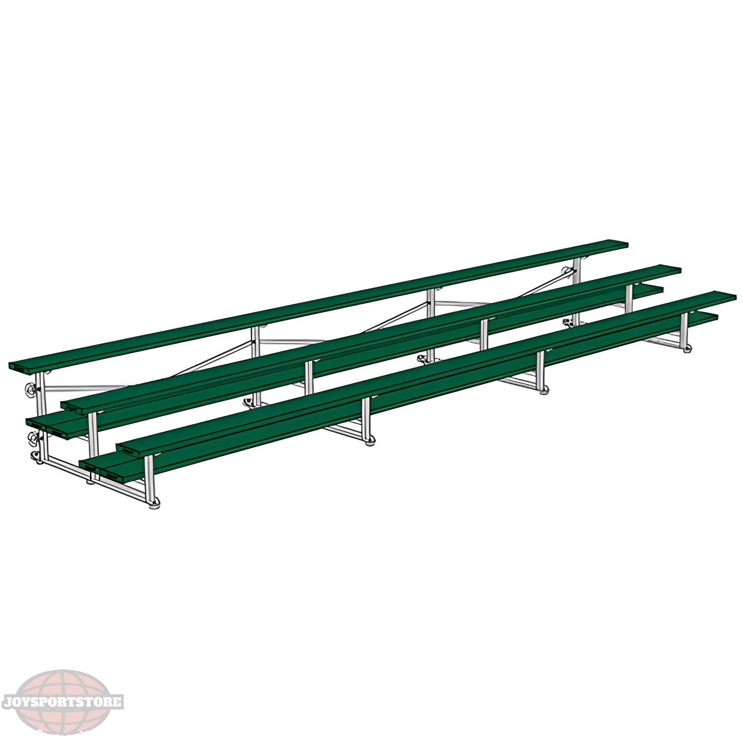 Jaypro BLDP-321TGRPC Indoor Bleacher Seats | 21 ft. (3 Row - Double Foot Plank) |Tip Roll (Powder Coated) - JoySportStore