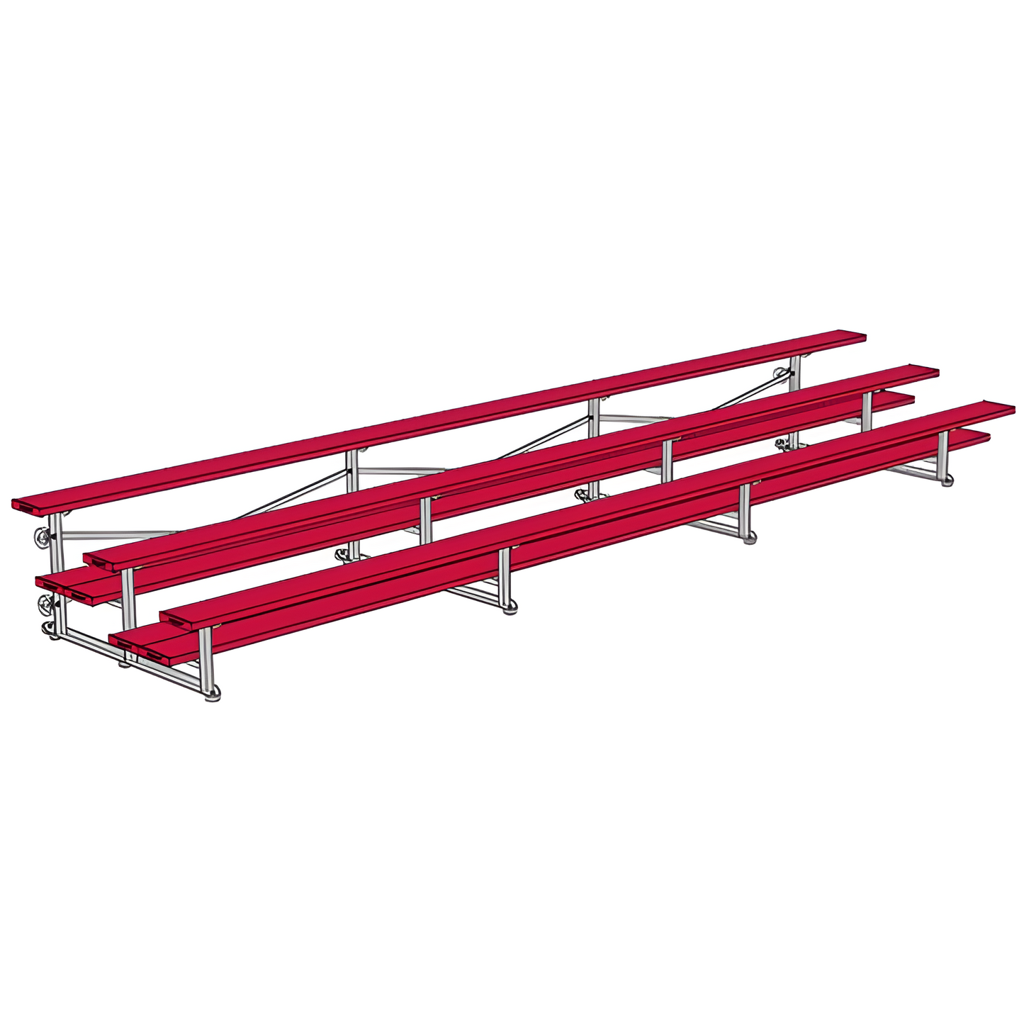 Jaypro BLDP-321TGRPC Indoor Bleacher Seats | 21 ft. (3 Row - Double Foot Plank) |Tip Roll (Powder Coated)