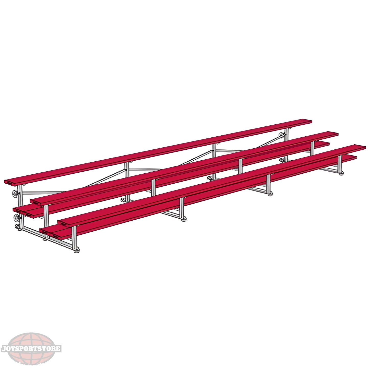 Jaypro BLDP-321TGRPC Indoor Bleacher Seats | 21 ft. (3 Row - Double Foot Plank) |Tip Roll (Powder Coated) - JoySportStore