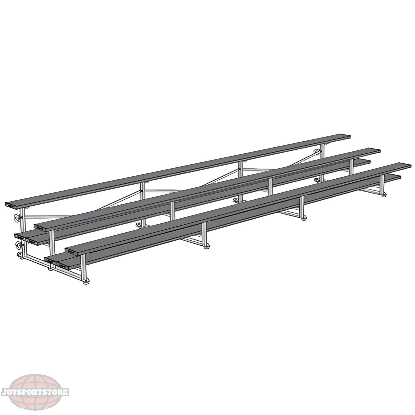 Jaypro BLDP-321TGRPC Indoor Bleacher Seats | 21 ft. (3 Row - Double Foot Plank) |Tip Roll (Powder Coated) - JoySportStore