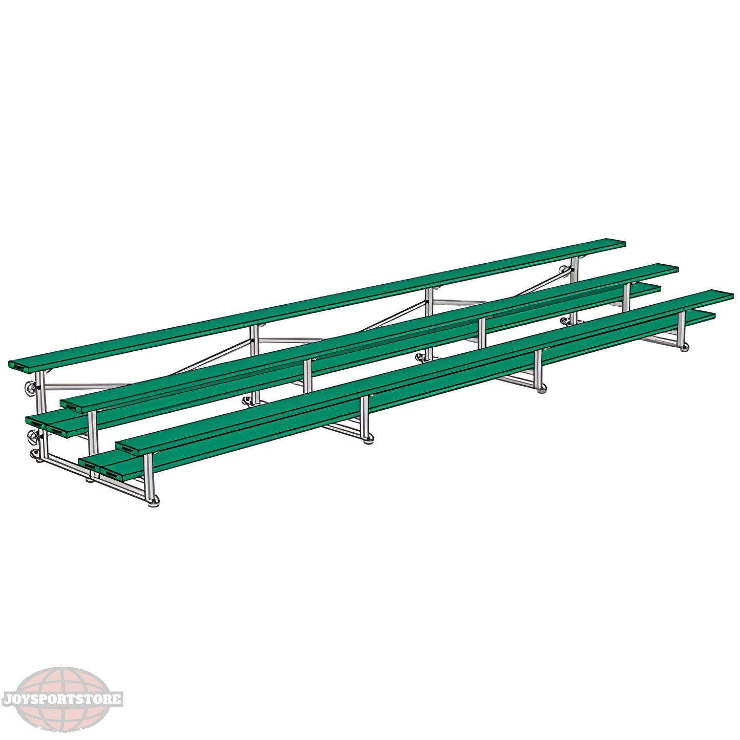 Jaypro BLDP-321TGRPC Indoor Bleacher Seats | 21 ft. (3 Row - Double Foot Plank) |Tip Roll (Powder Coated) - JoySportStore