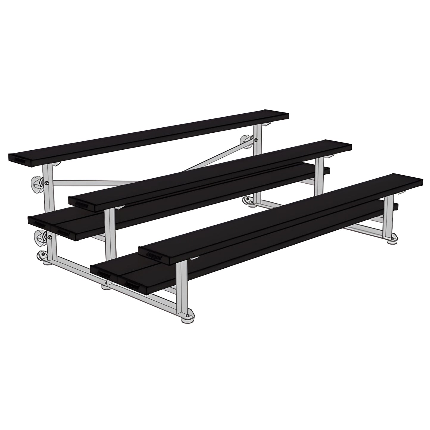 Jaypro Sports Bleacher - 3 Row - Tip & Roll, Double Foot Plank, powder Coated - 7.5' L (BLDP-375TRGPC) - JoySportStore