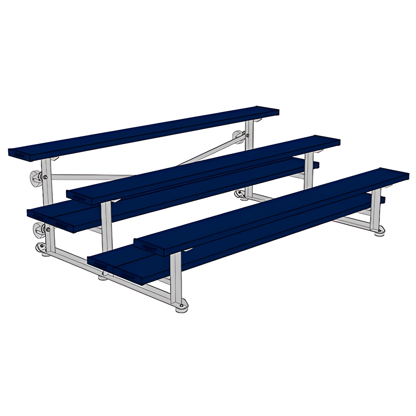 Jaypro Sports Bleacher - 3 Row - Tip & Roll, Double Foot Plank, powder Coated - 7.5' L (BLDP-375TRGPC)