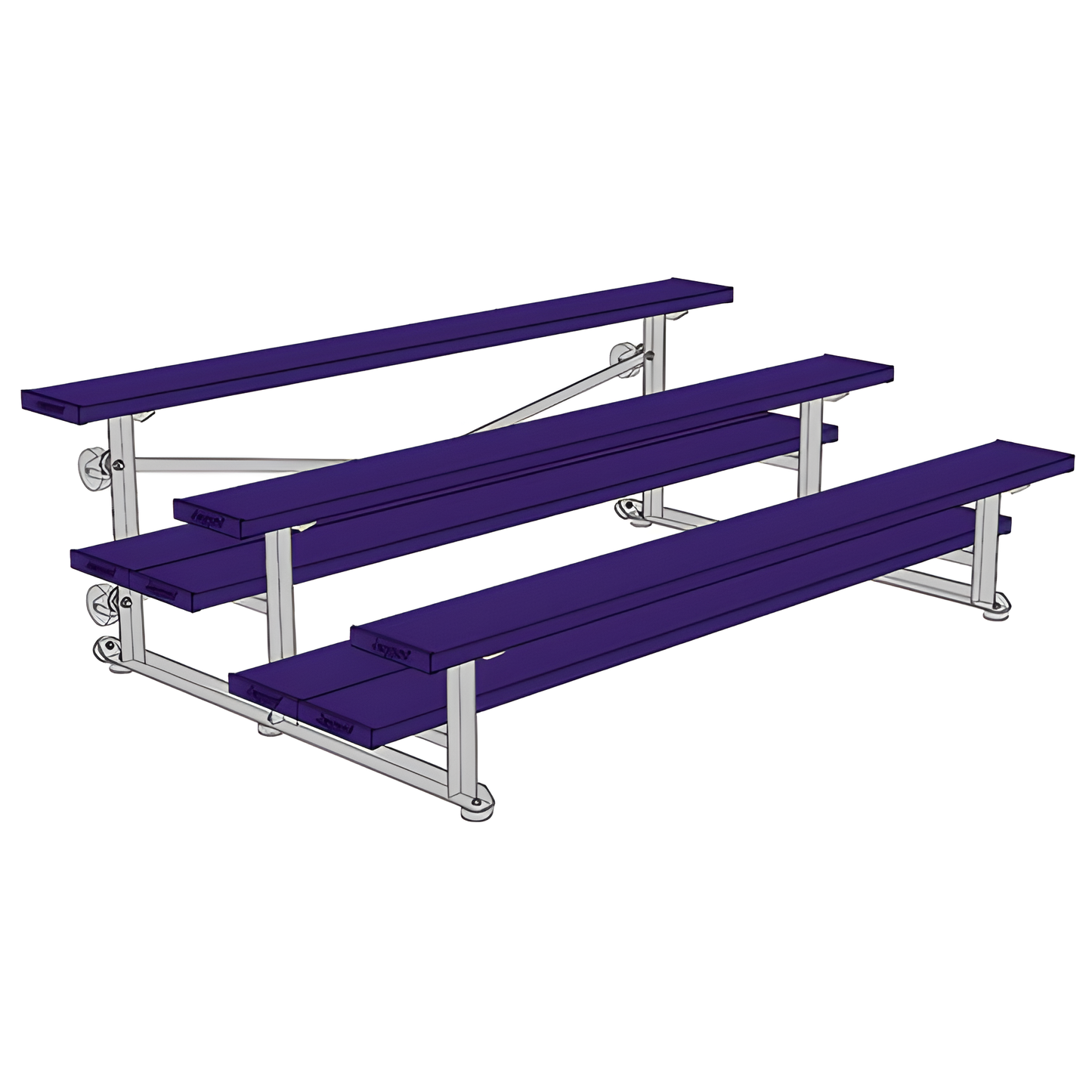 Jaypro Sports Bleacher - 3 Row - Tip & Roll, Double Foot Plank, powder Coated - 7.5' L (BLDP-375TRGPC)