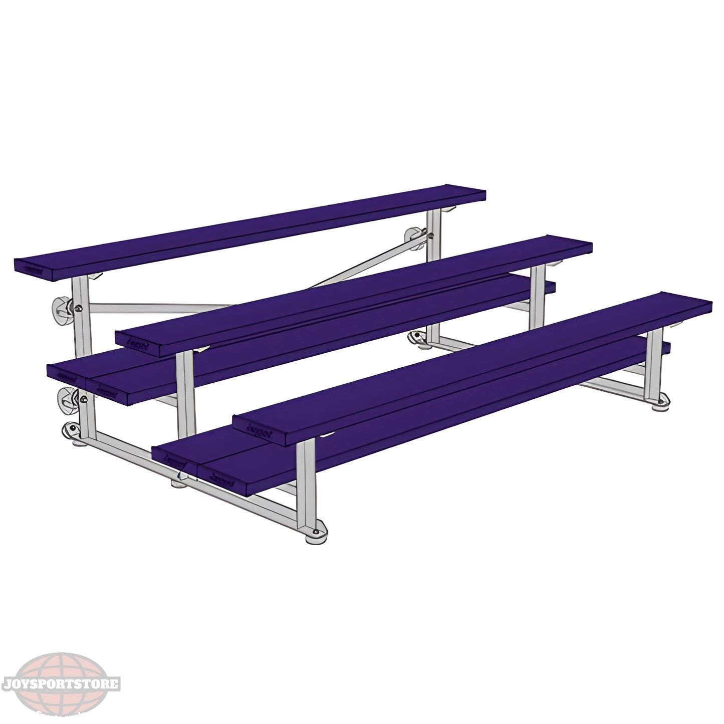 Jaypro Sports Bleacher - 3 Row - Tip & Roll, Double Foot Plank, powder Coated - 7.5' L (BLDP-375TRGPC) - JoySportStore