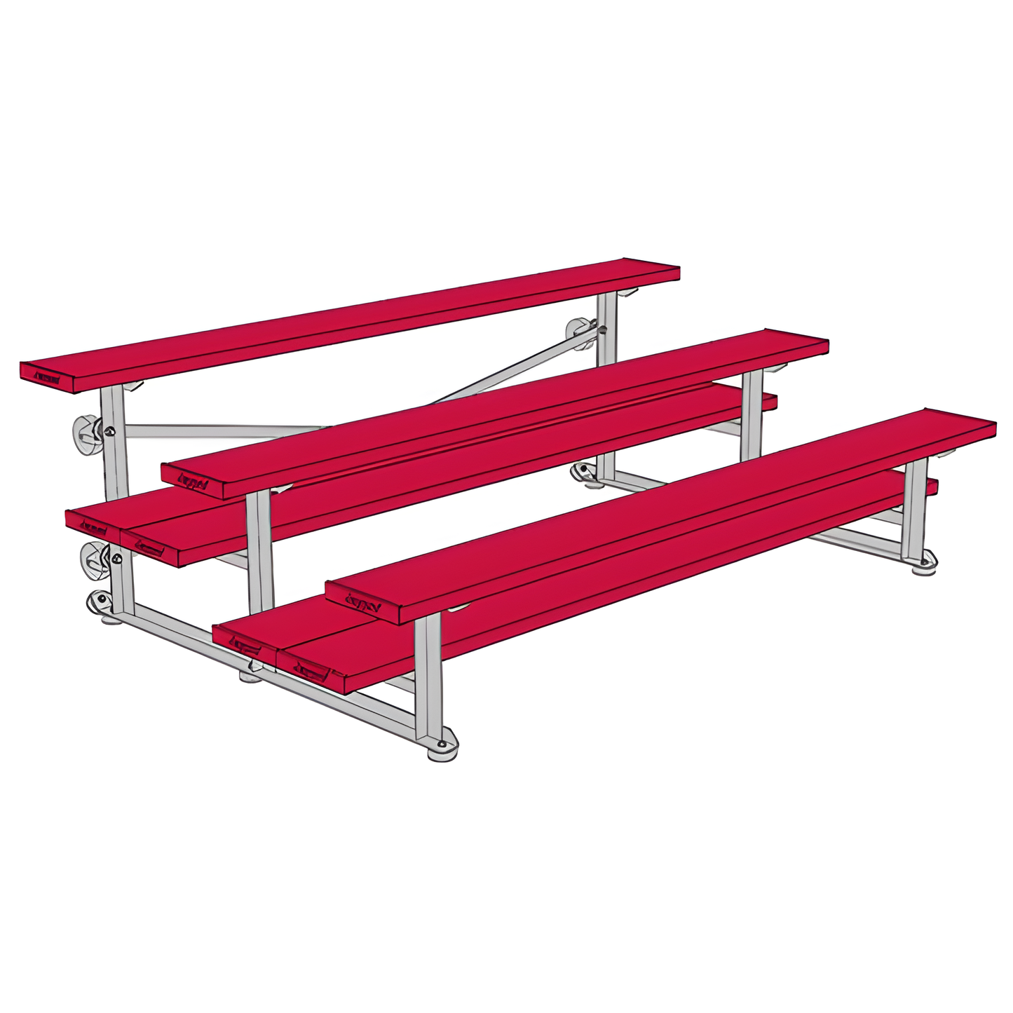 Jaypro Sports Bleacher - 3 Row - Tip & Roll, Double Foot Plank, powder Coated - 7.5' L (BLDP-375TRGPC)
