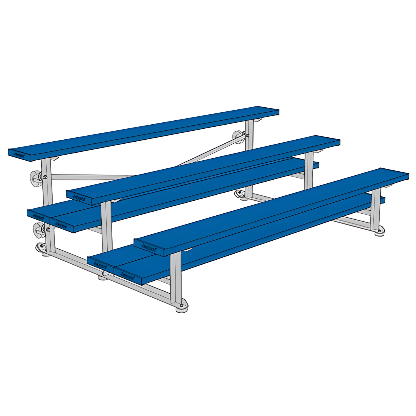 Jaypro Sports Bleacher - 3 Row - Tip & Roll, Double Foot Plank, powder Coated - 7.5' L (BLDP-375TRGPC)