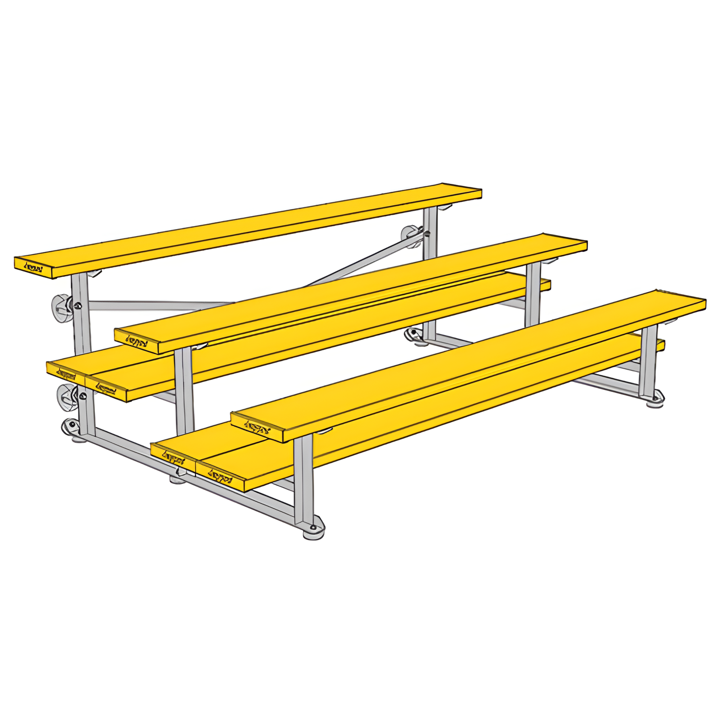 Jaypro Sports Bleacher - 3 Row - Tip & Roll, Double Foot Plank, powder Coated - 7.5' L (BLDP-375TRGPC)