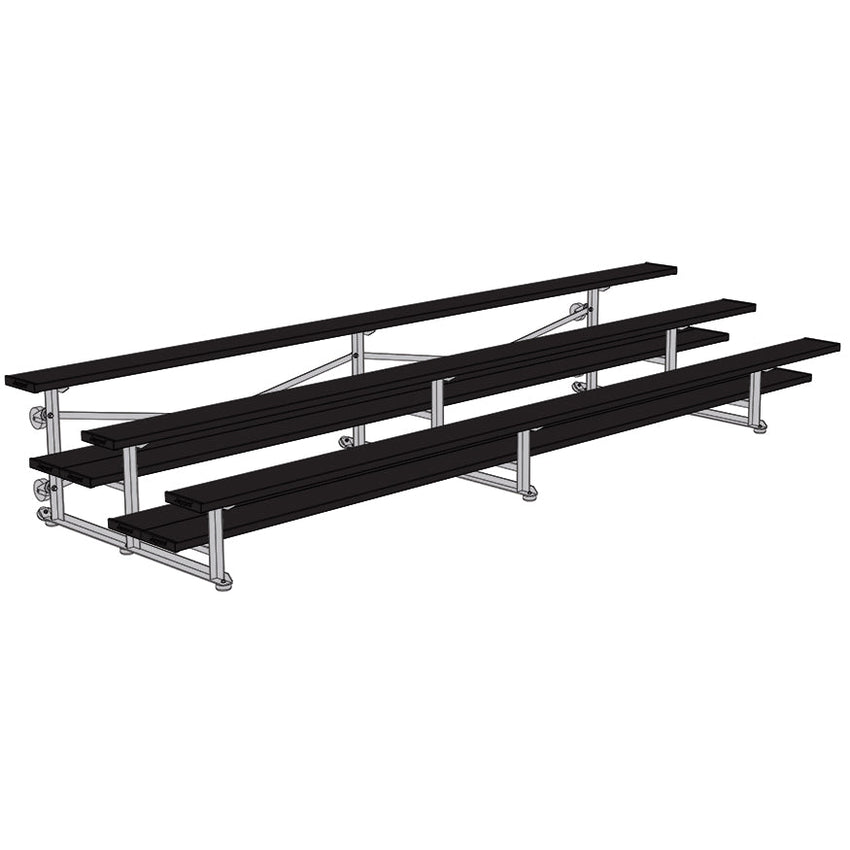 Jaypro Sports Bleacher - 3 Row - Tip & Roll, Double Foot Plank, Powder Coated - 15' ft (BLDP-3TRGPC)