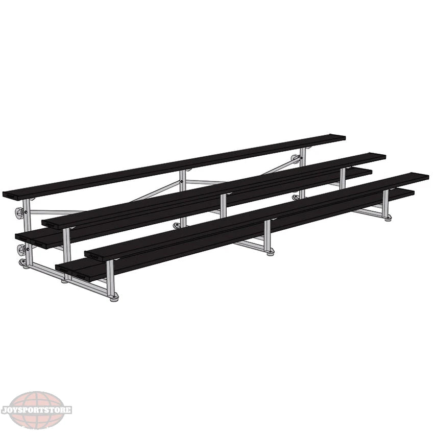 Jaypro Sports Bleacher - 3 Row - Tip & Roll, Double Foot Plank, Powder Coated - 15' ft (BLDP-3TRGPC) - JoySportStore