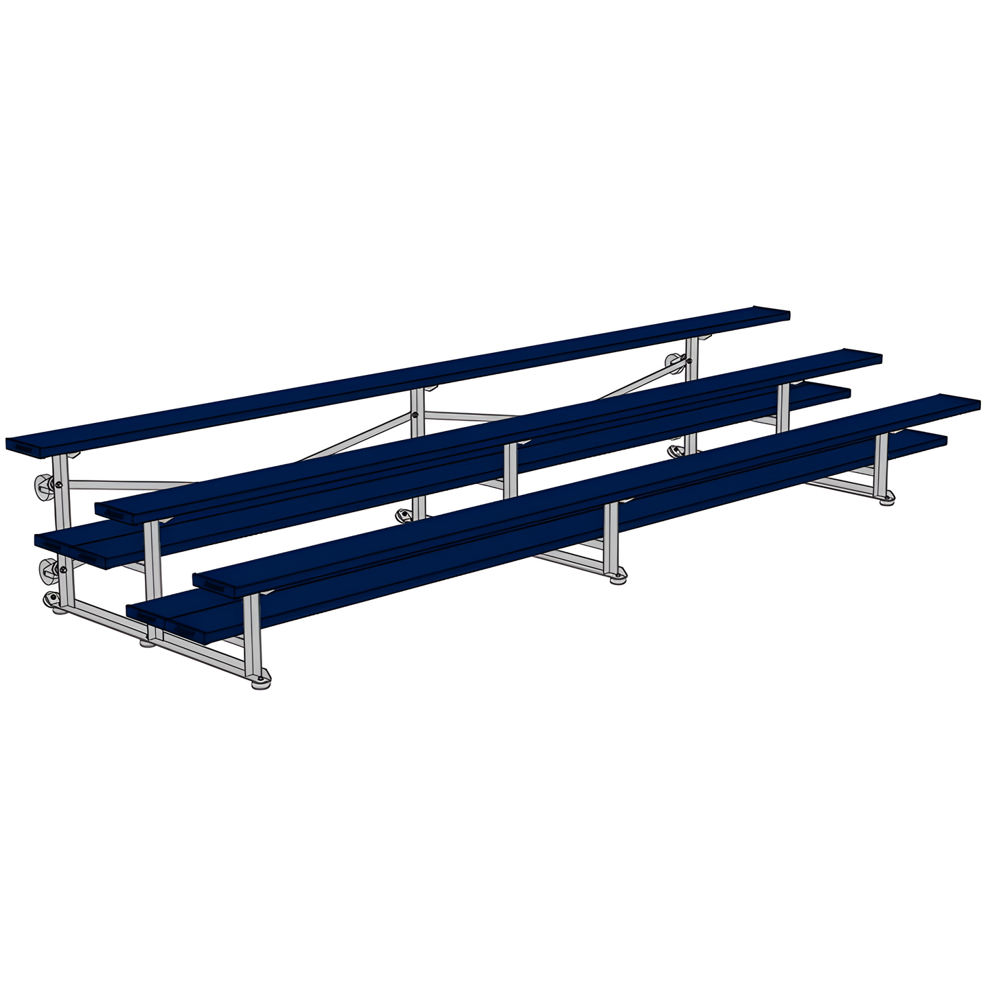 Jaypro Sports Bleacher - 3 Row - Tip & Roll, Double Foot Plank, Powder Coated - 15' ft (BLDP-3TRGPC)