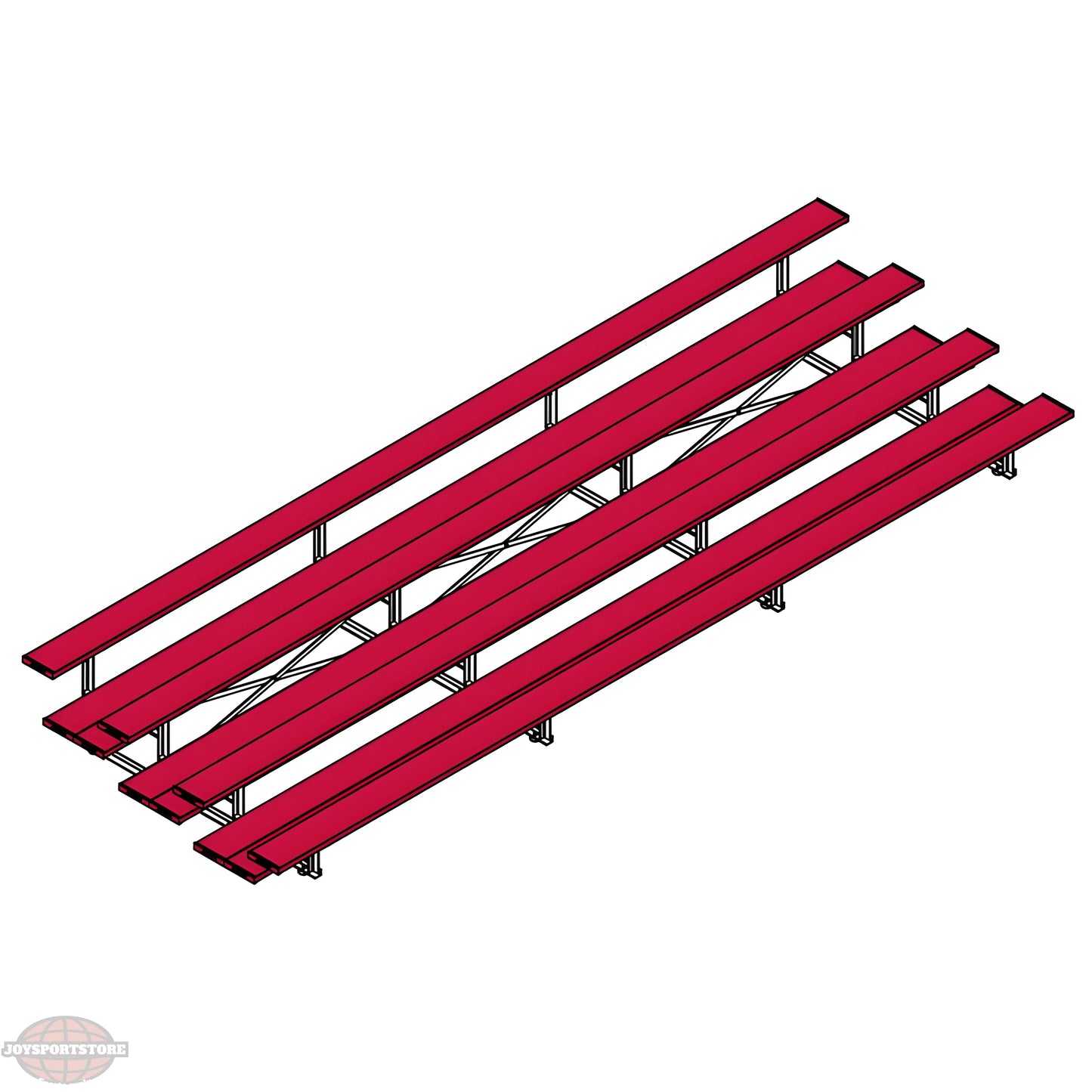 Jaypro Indoor Bleacher – 21' | 4 Row Tip & Roll Bleacher with Double Foot Plank – Powder-Coated Frame (BLDP-421TRGPC) - JoySportStore