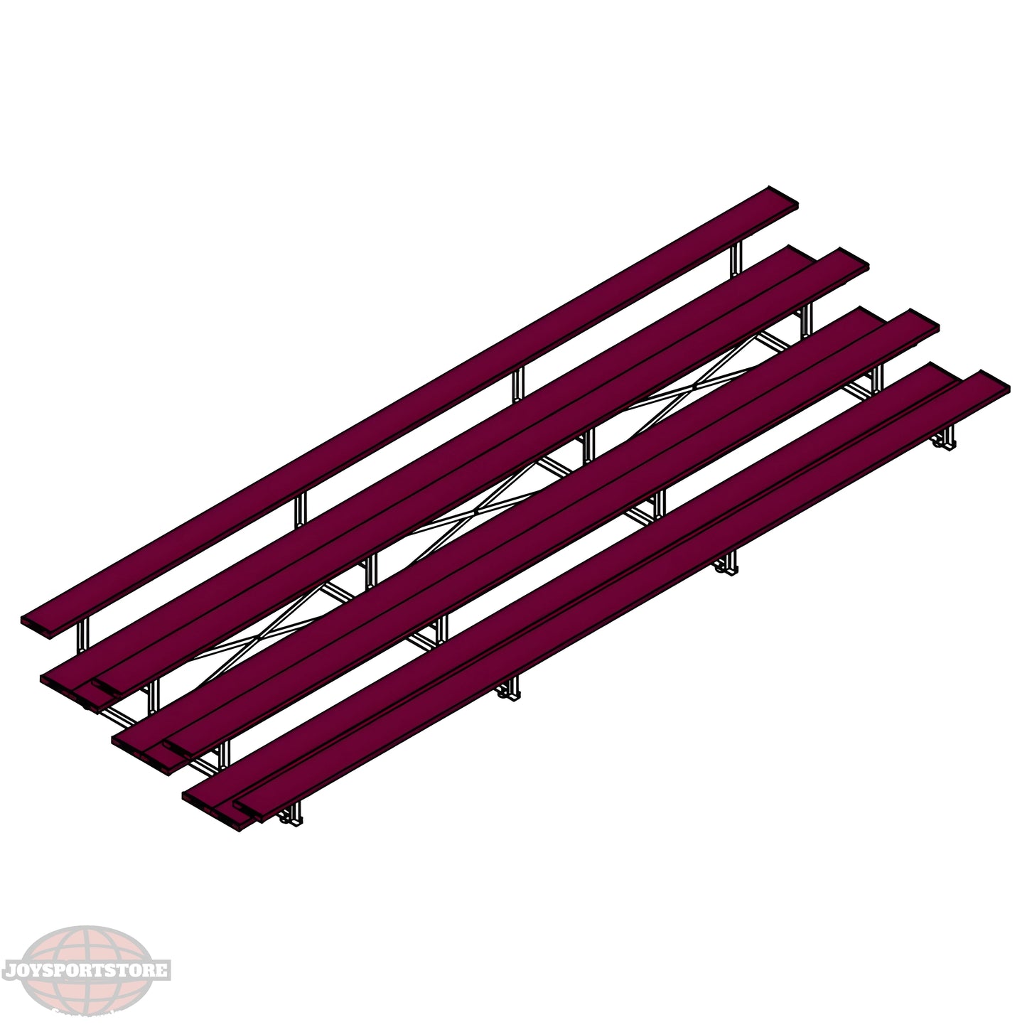 Jaypro Indoor Bleacher – 21' | 4 Row Tip & Roll Bleacher with Double Foot Plank – Powder-Coated Frame (BLDP-421TRGPC) - JoySportStore
