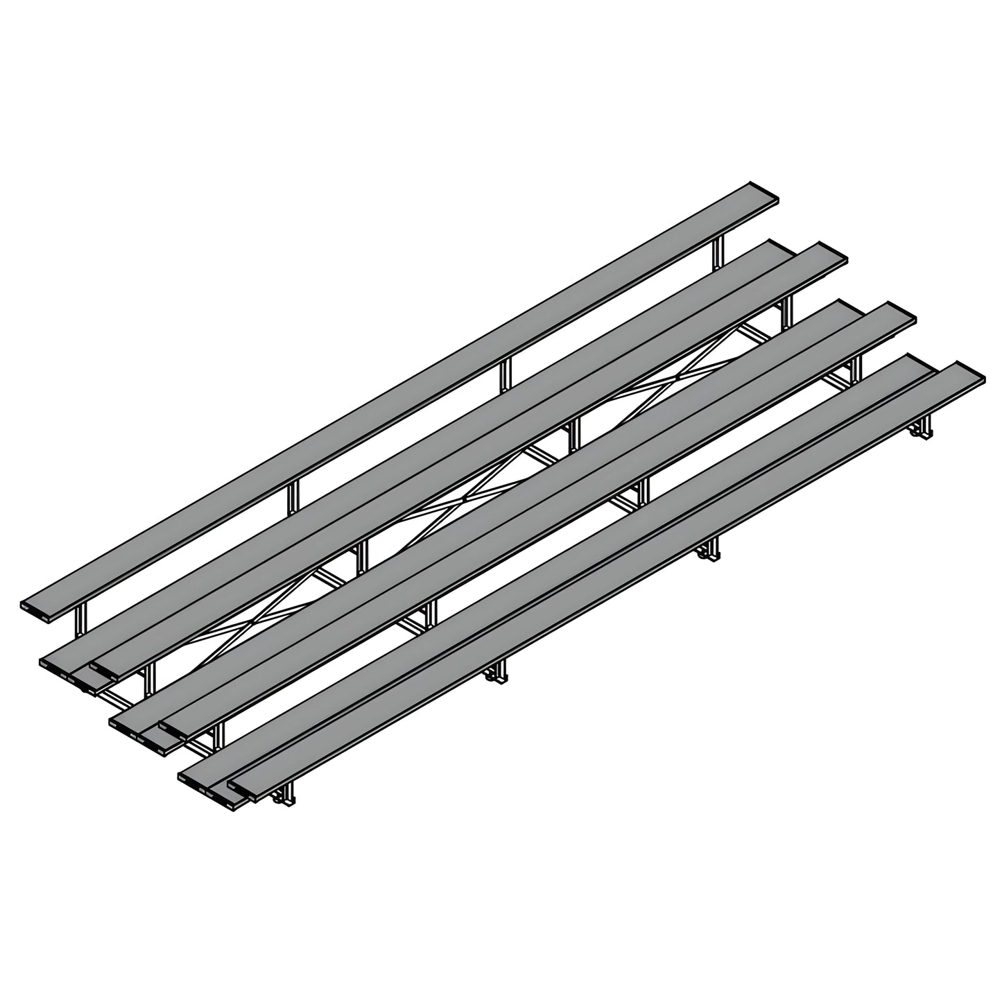 Jaypro Indoor Bleacher – 21' | 4 Row Tip & Roll Bleacher with Double Foot Plank – Powder-Coated Frame (BLDP-421TRGPC) - JoySportStore