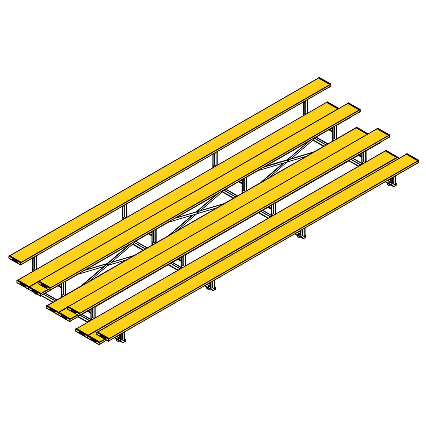 Jaypro Indoor Bleacher – 21' | 4 Row Tip & Roll Bleacher with Double Foot Plank – Powder-Coated Frame (BLDP-421TRGPC) - JoySportStore