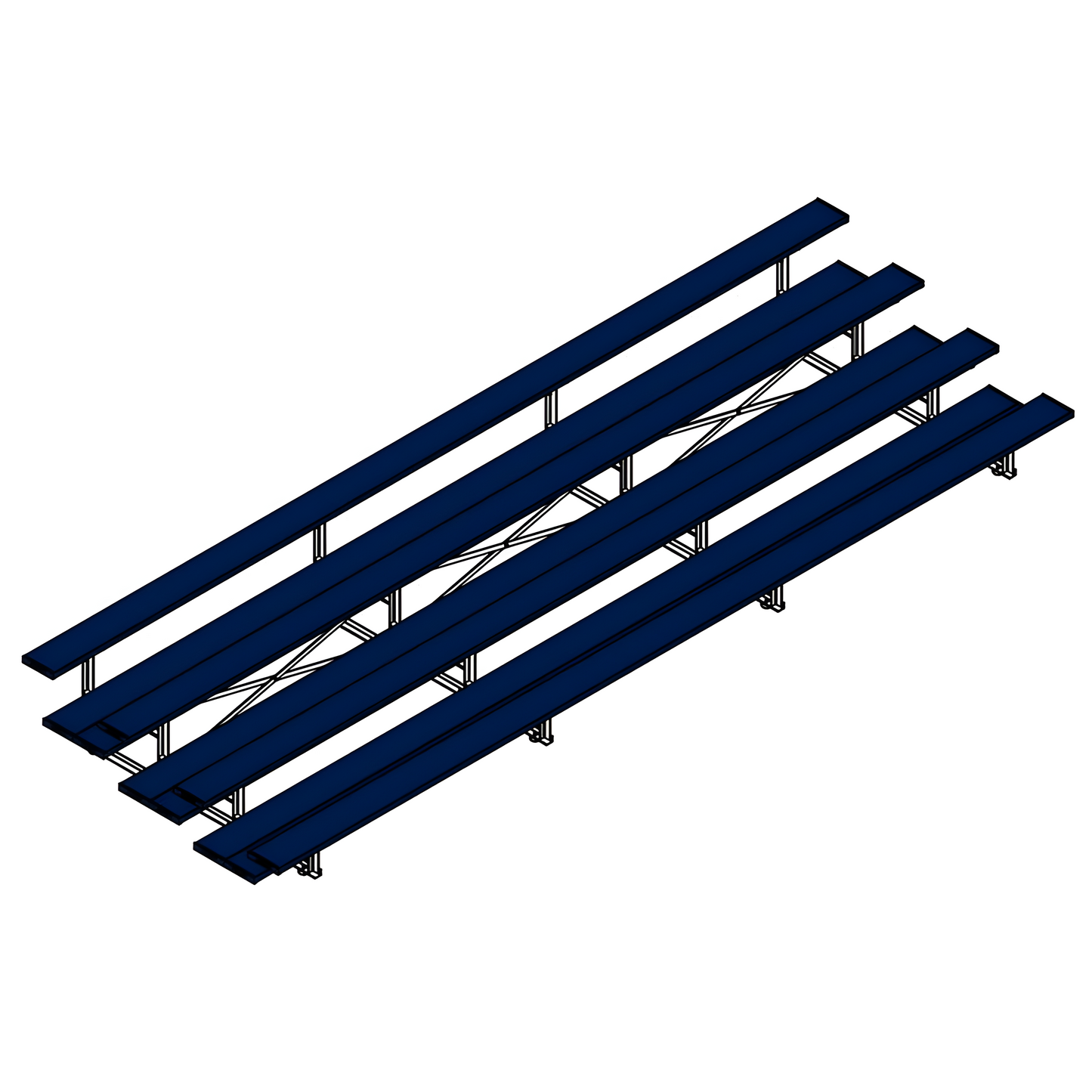 Jaypro Indoor Bleacher – 21' | 4 Row Tip & Roll Bleacher with Double Foot Plank – Powder-Coated Frame (BLDP-421TRGPC)