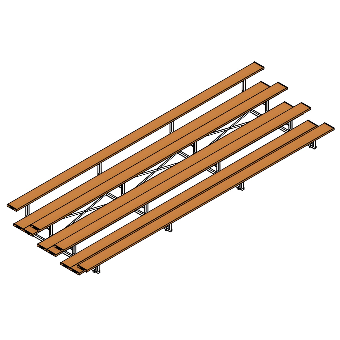 Jaypro Indoor Bleacher – 21' | 4 Row Tip & Roll Bleacher with Double Foot Plank – Powder-Coated Frame (BLDP-421TRGPC) - JoySportStore