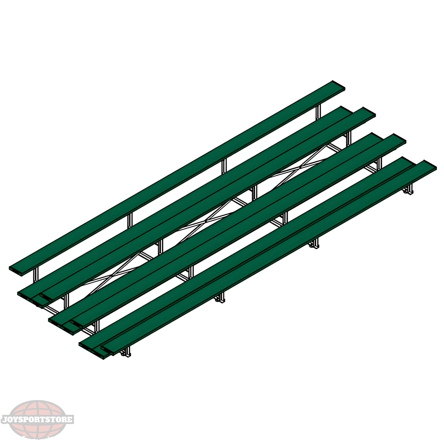 Jaypro Indoor Bleacher – 21' | 4 Row Tip & Roll Bleacher with Double Foot Plank – Powder-Coated Frame (BLDP-421TRGPC) - JoySportStore